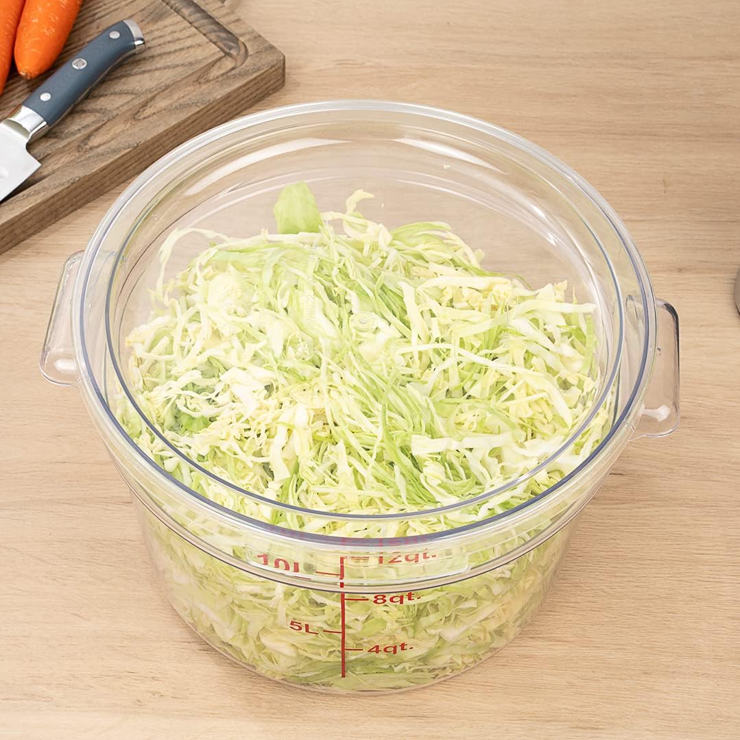 Restaurantware-LIDS ONLY: Met Lux Food Storage Container Lids, 10 Round Marinating Container Lids - Containers Sold Separately, With Date Indicator, Clear Plastic Lids, Dishwashable, Freezable