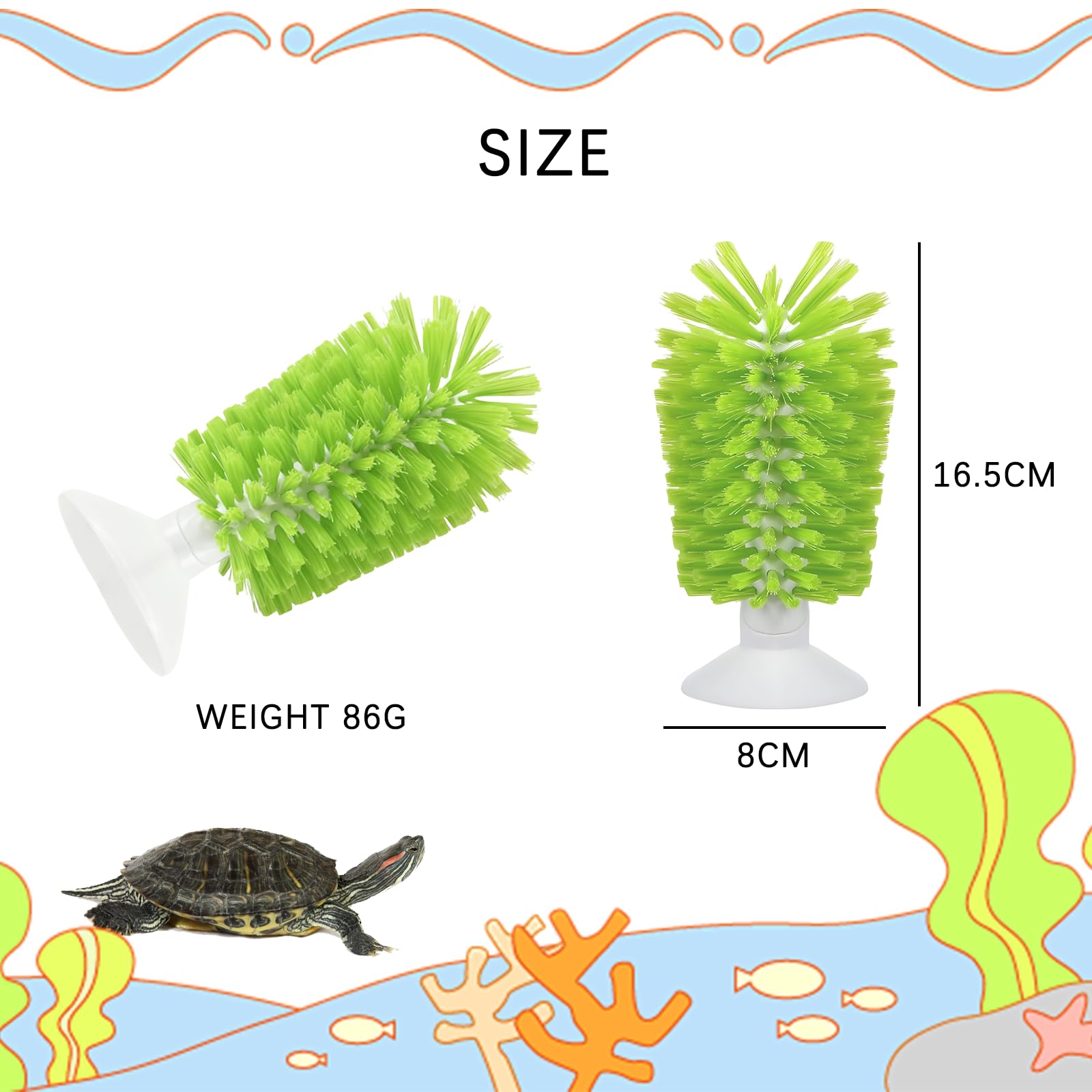 Brosse de nettoyage en forme de coquille de tortue verte avec ventouse, outils de cuisine pour la maison, brosse exfoliante pour tortue accessoires de réservoir