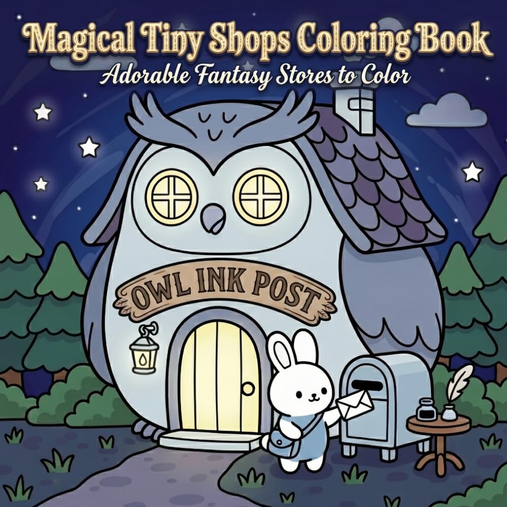 Magical Tiny Shops Coloring Book: Adorable Fantasy Stores to Color for Kids, Teens, and Adults (Kawaii Cozy Coloring Books)