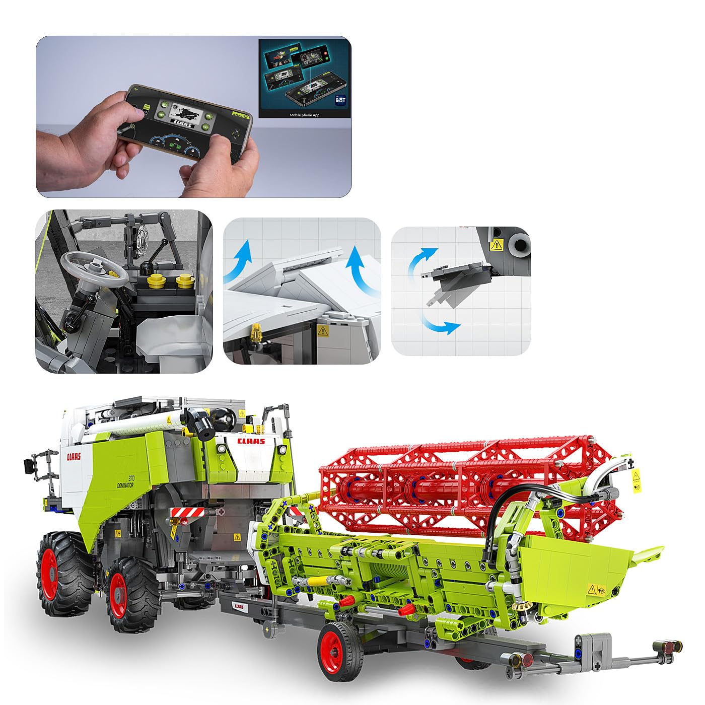 JAMARA 402873 CADA Claas Dominator 370 Briques 1:18 2,4 GHz, Agriculture pour Enfants à partir de 14 Ans, Technologie RC pour garçons, Jouet télécommandé, idée Cadeau pour Enfants, Double Mode