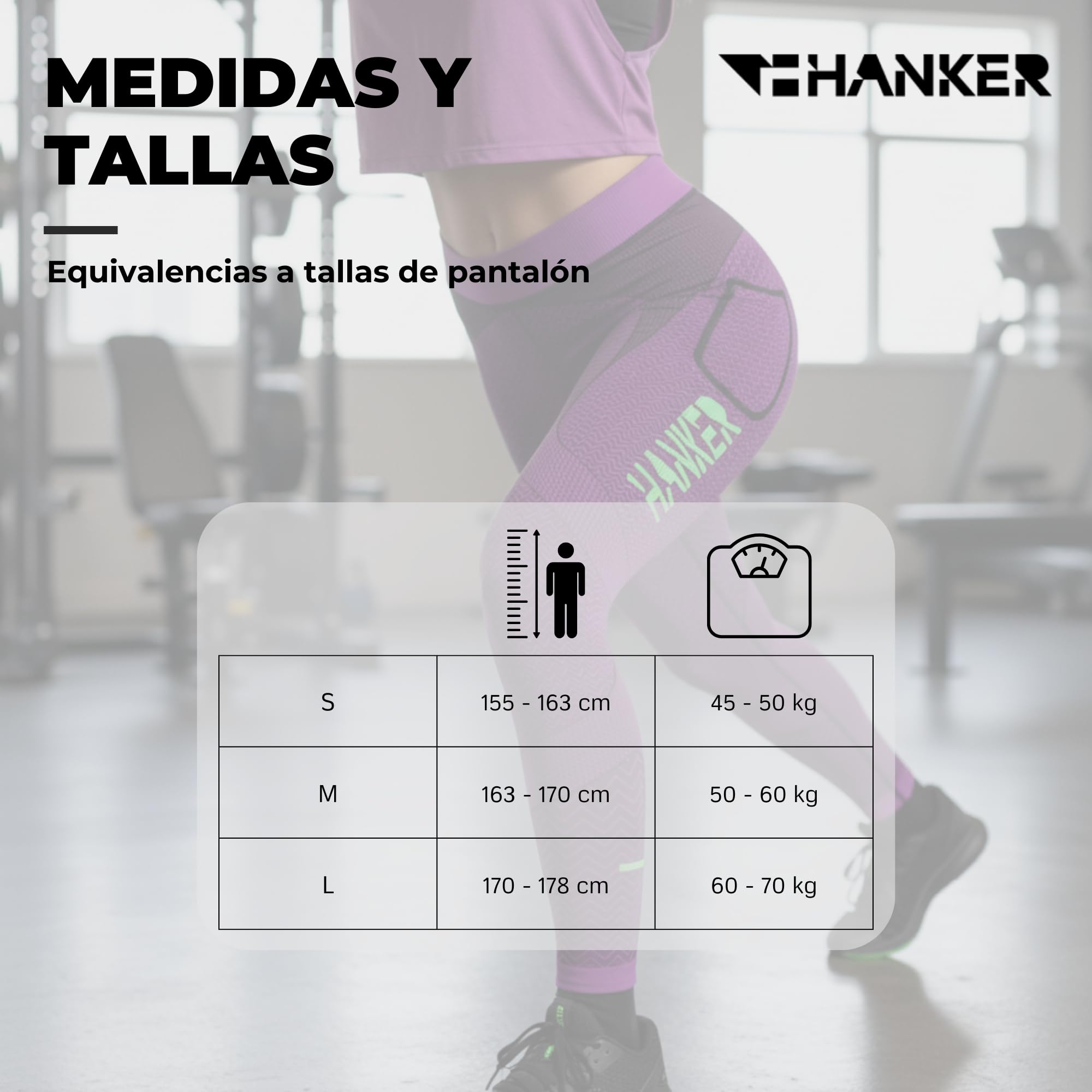 HANKER Leggings sportivi donna lunghi a compressione adattabile con tasche grandi e tessuto termoregolatore Soft-Air Plus