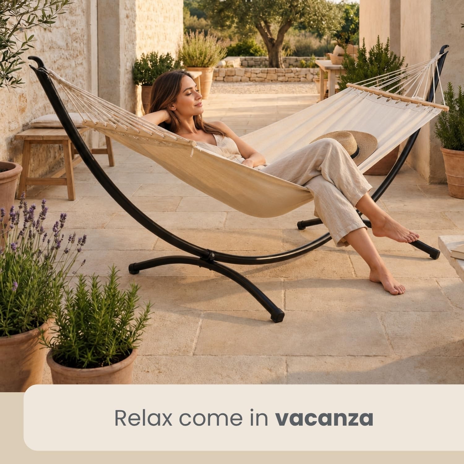 AMANKA 300 x 100 cm, telaio per amaca da esterni, fino a 120 kg, resistente alle intemperie, in metallo, per altalena, per amaca