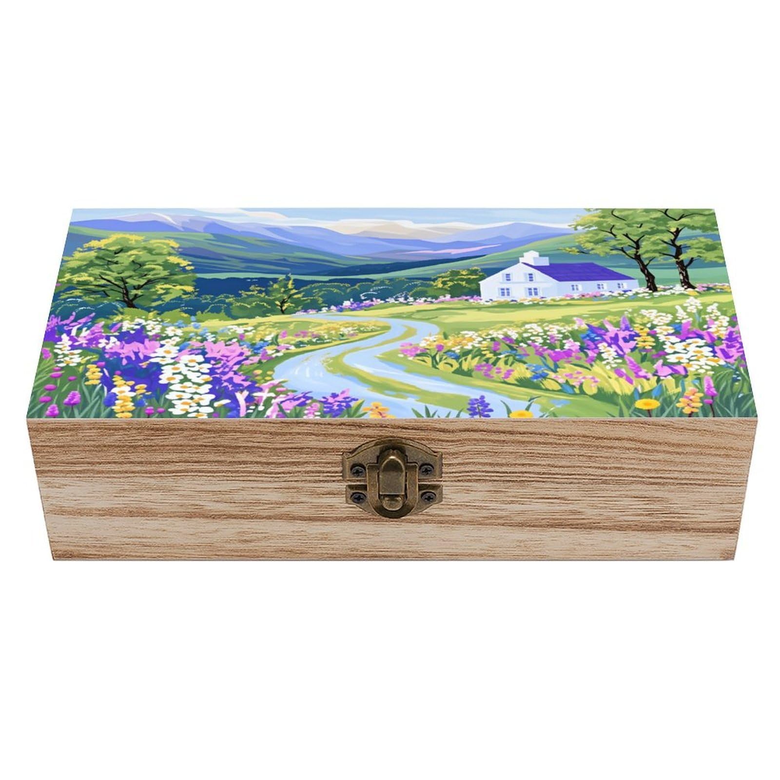 asbwuo Country Lane Vintage Wooden Keepsake Box