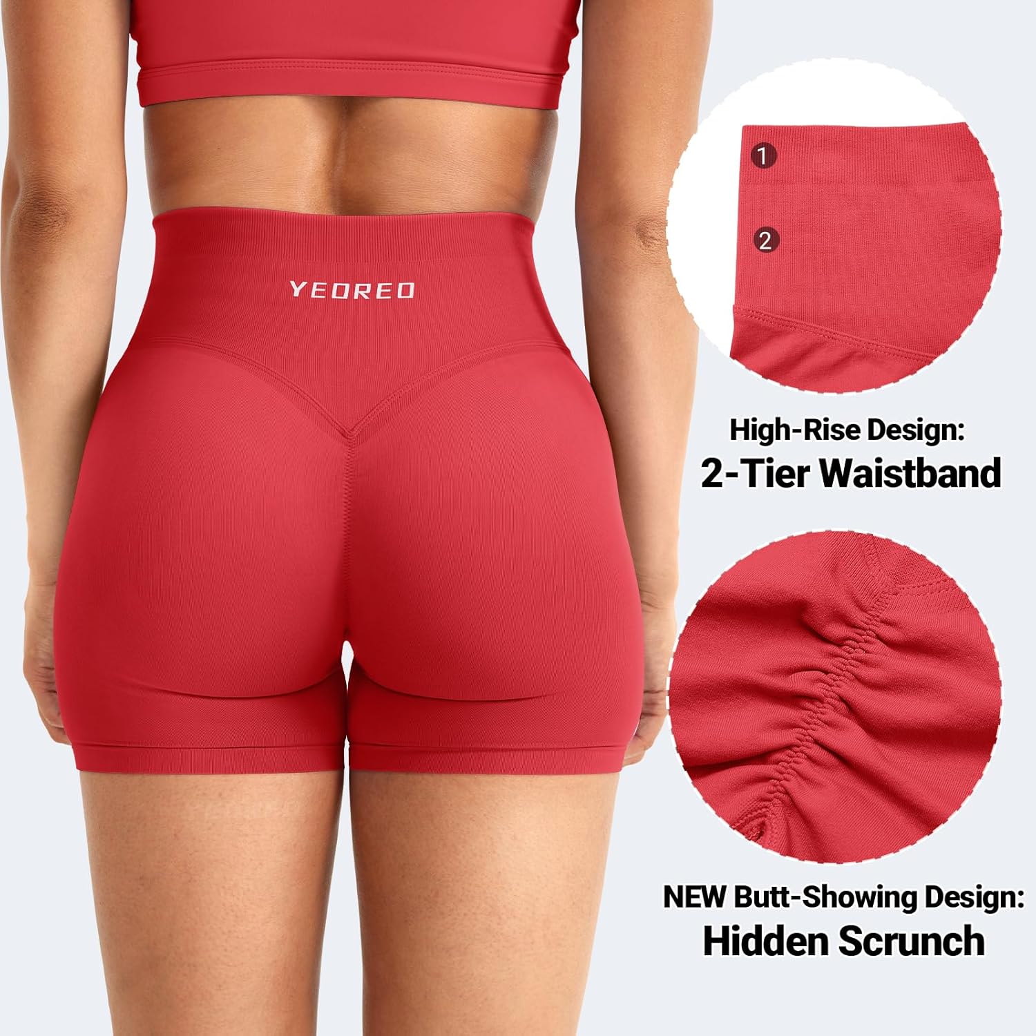 Workout Shorts Womens Butt Lifting 4.5" Seamless Hidden Scrunch Mid Waist Gym Tummy Control Christiy Biker Shorts