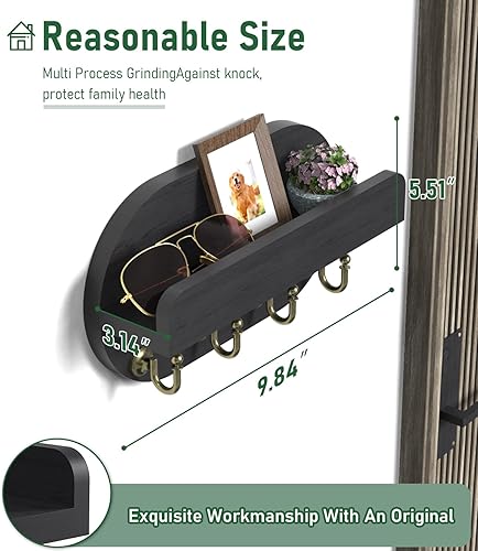 Miniatura 3 de buways Soporte para llaves de pared, soporte para llaves decorativo de pared y soporte de correo con estante, moderno soporte para llaves para