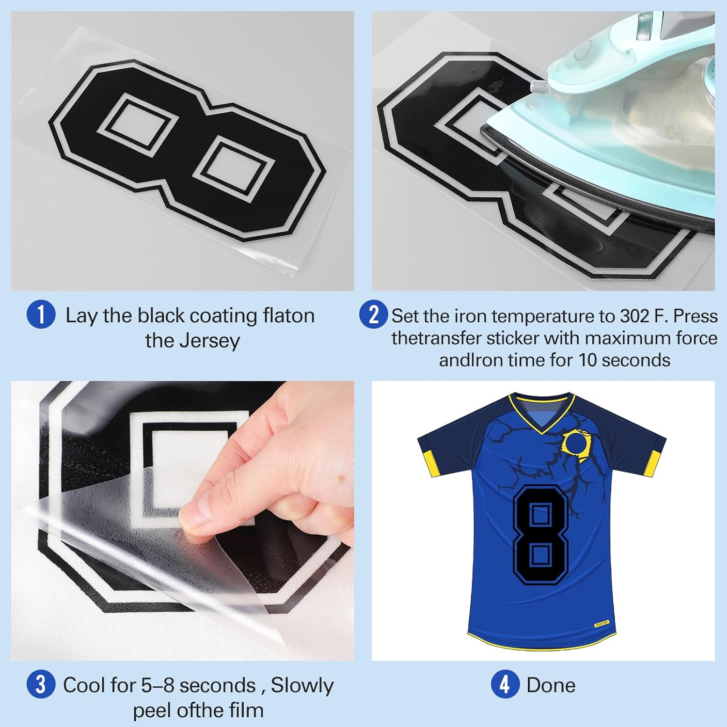 Glenmal 176 Sheets 1936 Pcs Iron on Numbers for Jersey T-Shirt Heat Transfer Numbers 0-9 for Fabric Clothing Sports Jersey Helmet Football Basketball Baseball DIY Team Uniform(Black)
