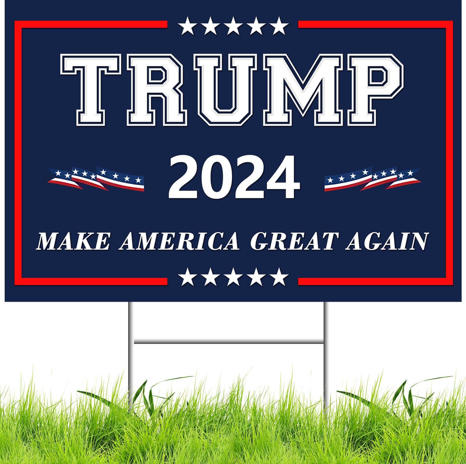 Trump Yard Signs 2024, 24x18In Trump Yard Signs Make America Great Again Foldable Double-Side Campaign Sign With H-Stakes Placard Voted Trump Triggering Outdoor Garden Lawn Parade Handheld Rally Decor