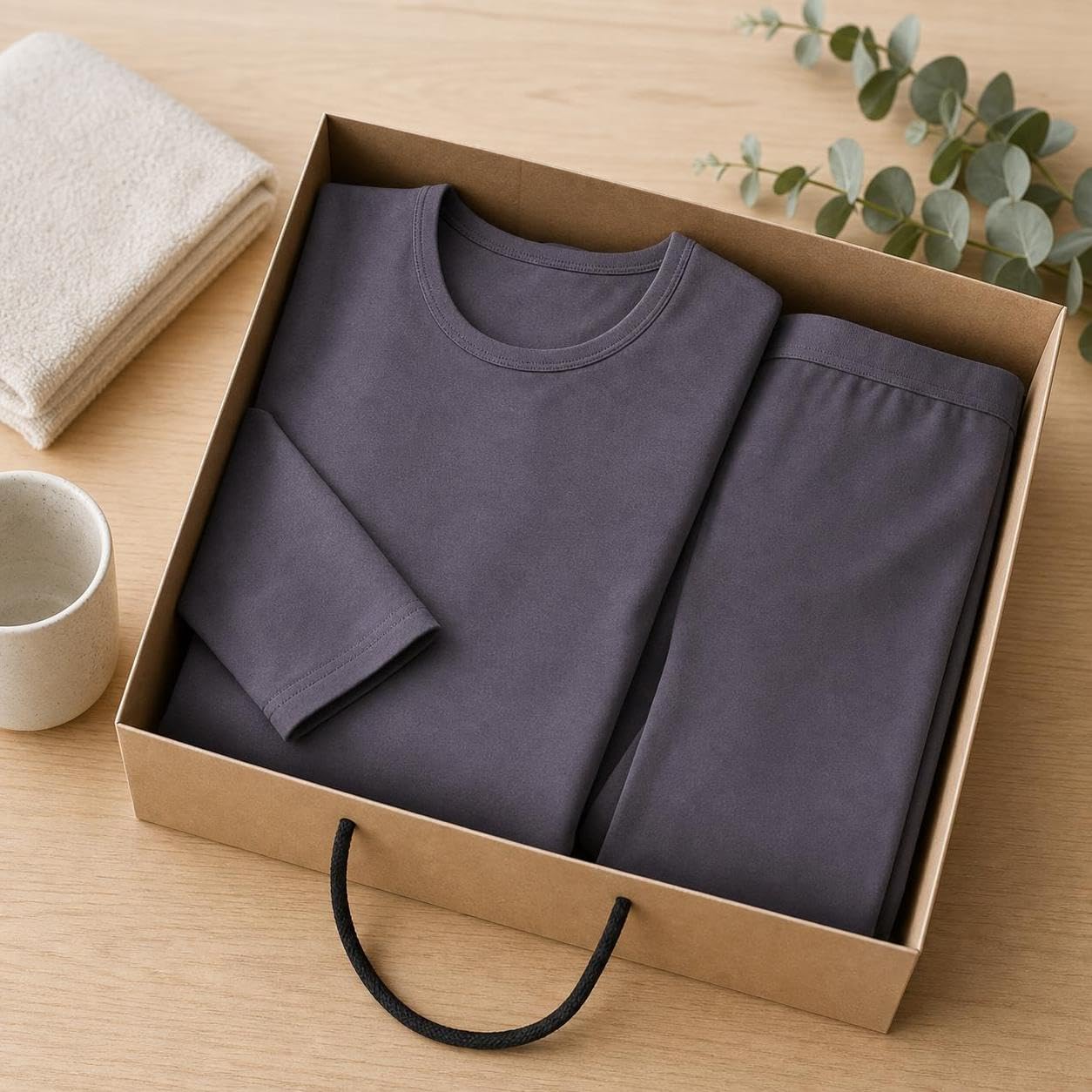 Ropa Interior Térmica Hombre Sin, Tejido modal, algodón, antiestático, antibacteriano 10A, antipilling, cuello redondo, para Viajes, para, Gris Niebla Marina, Gris, XL (65-75 kg)
