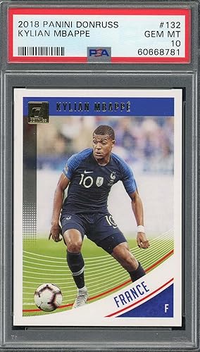 Kylian Mbappe 2018 Panini Donruss Soccer Rookie Card RC Card #132 Graded PSA 10