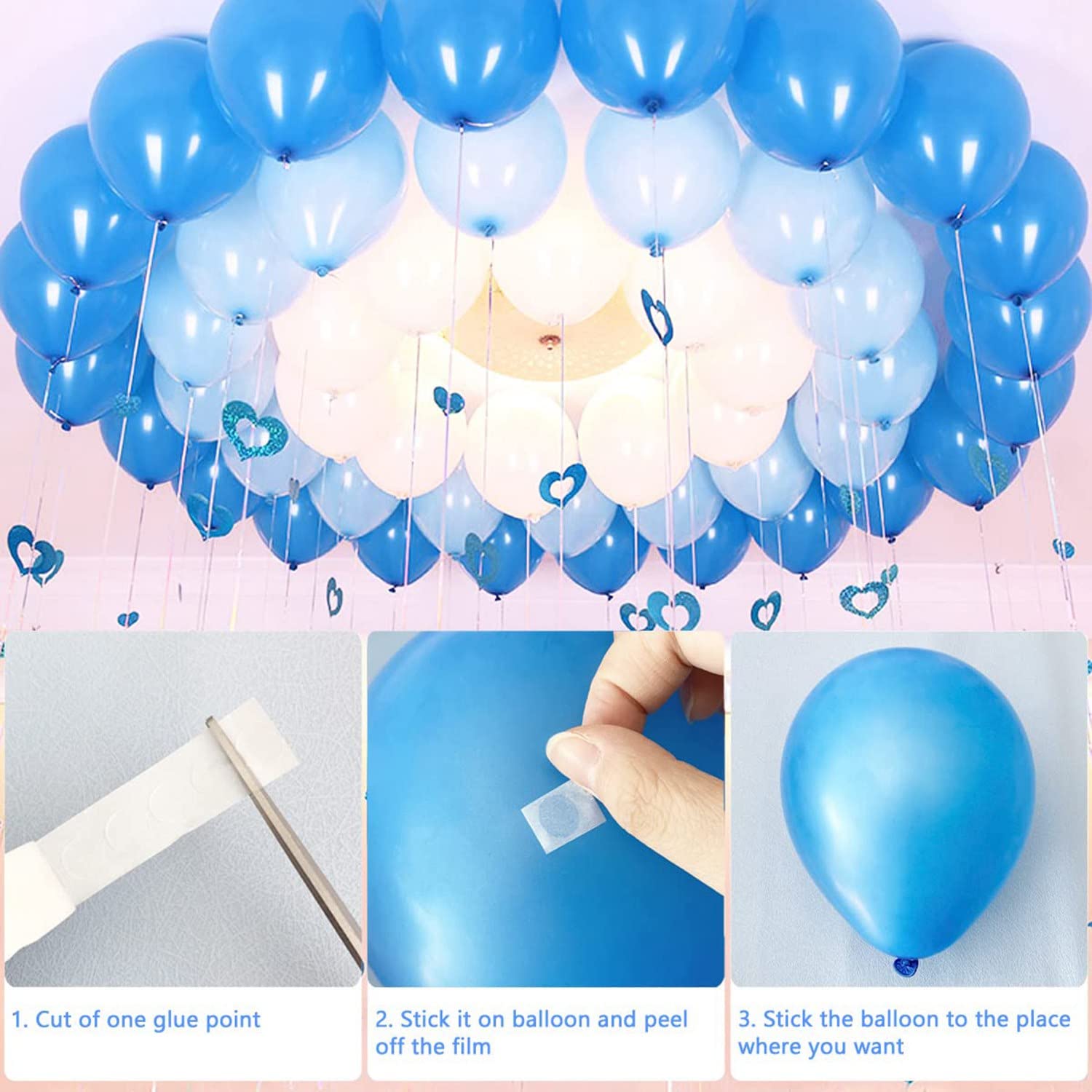 2 rollen/200 stks Stippen Sticker Dubbelzijdig Plakband Bruiloft Plafond Muur Ballon Stickers