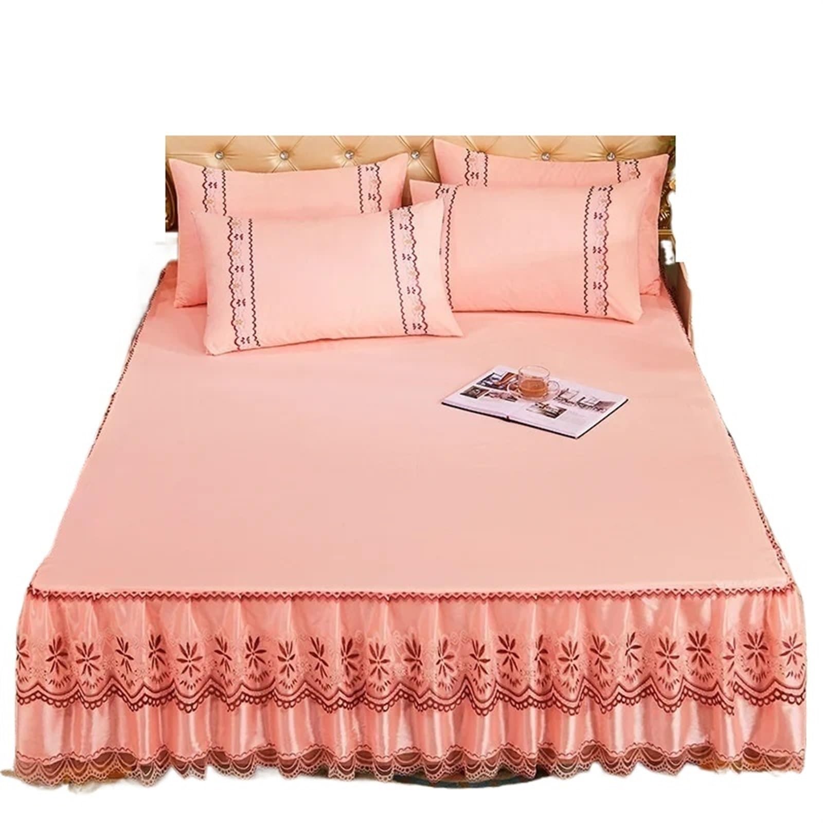 EJvkrbtx Ruffle Wrap Bedspread With Lace Bed Skirt, Solid, No Pillowcase, Multiple Sizes(Color 18,1PC 180cmx200cm)