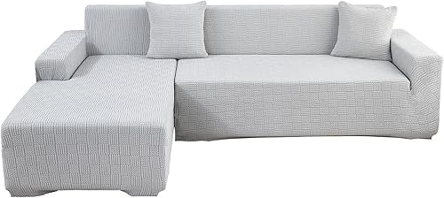 Miniatura 1 de OKYUK Funda para sofá modular en forma de L 2023, 2 fundas de sofá de alta elasticidad de 3 + 3 asientos + 2 fundas de almohada gratis, protector