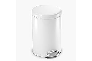simplehuman 4.5 Liter White Steel Trash Can with Lid