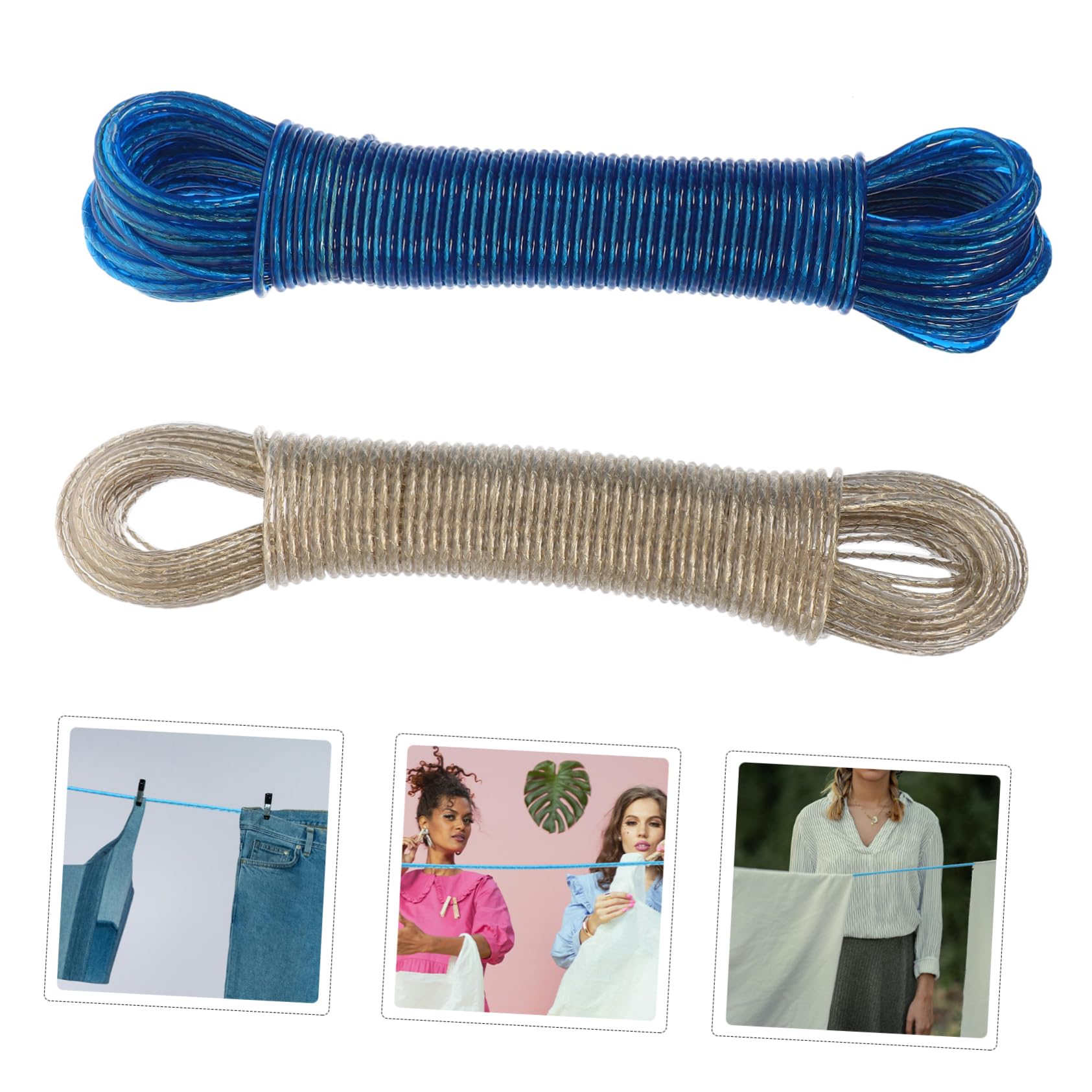 TOPBATHY 3 Juegos Tendedero Línea De Ropa De Viaje Cuerdas De Secado De Ropa De Viaje Cuerdas para Secar La Ropa En Casa Cuerda para Colgar Ropa De Polivinilo 2 Piezas * 3