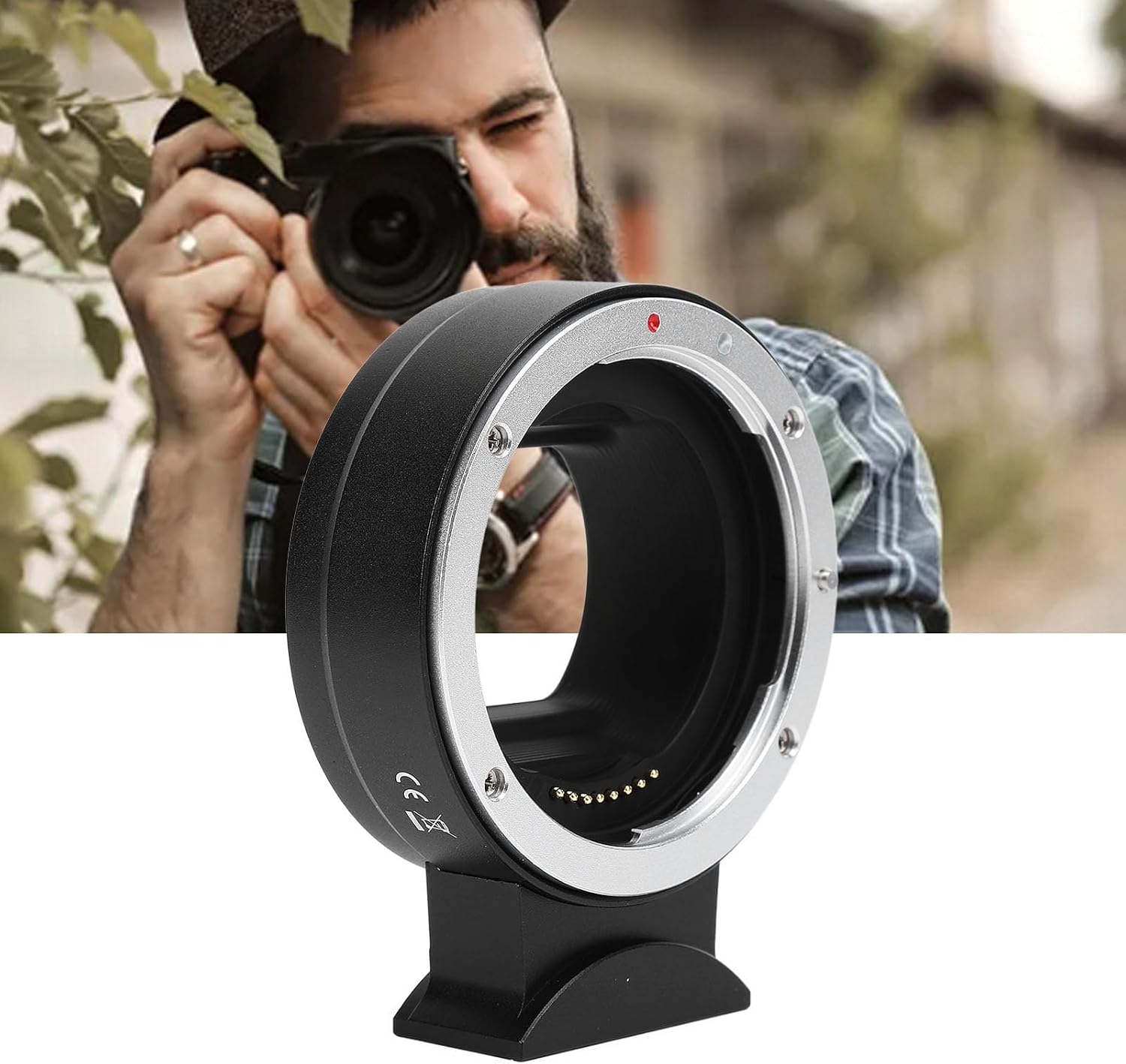 CCYLEZ Camera Lens Mount Adapter, Auto Focus Metal Ring for EF EF S Lens to EOSR R7 6 10 R5C R3 5 RP, Support IS Stabilization and Dual Core Focusing, Detachable Base, Aluminum Alloy