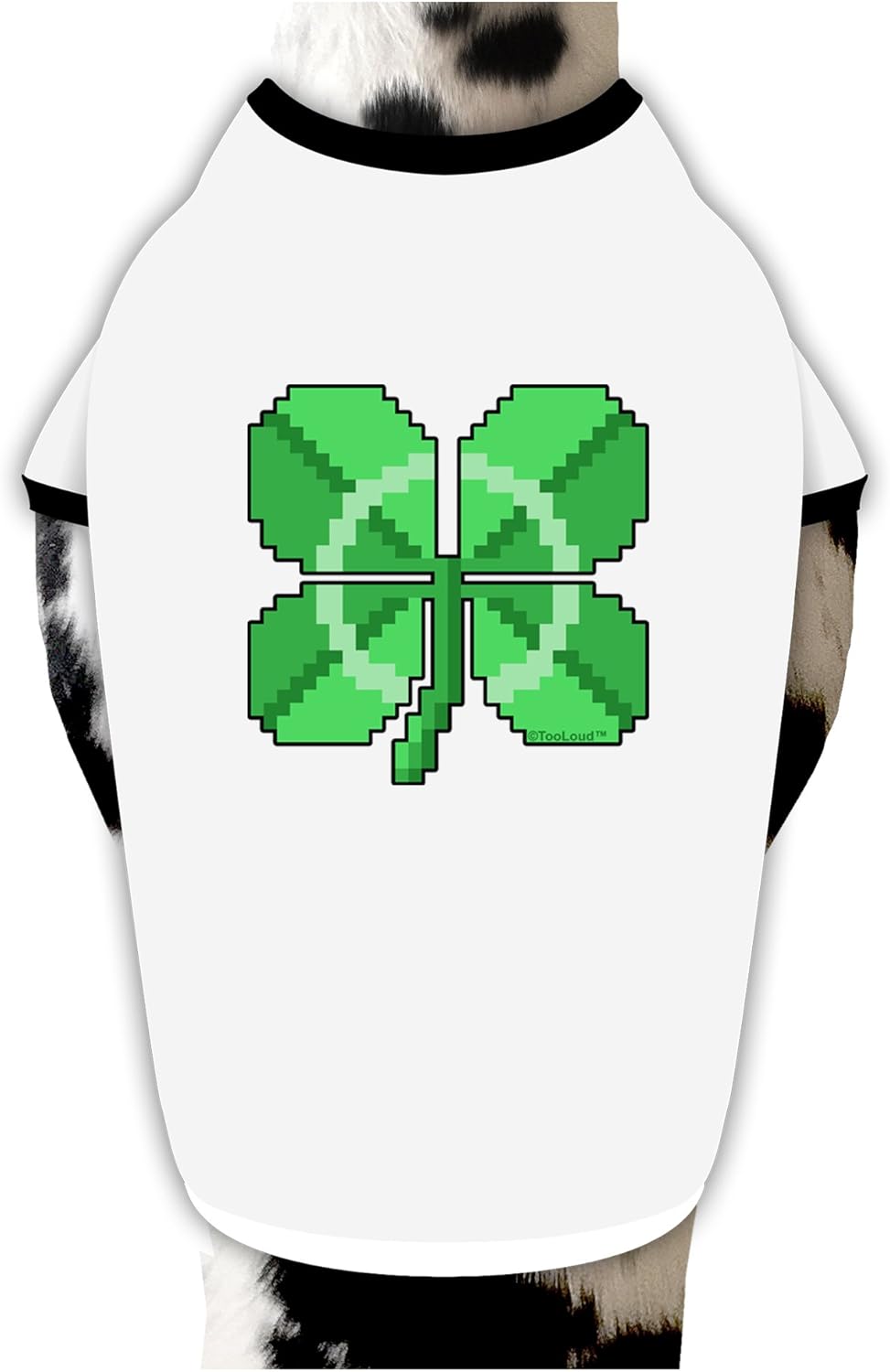TOOLOUD Pixel Four Leaf Clover Dog Shirt White with Black XL