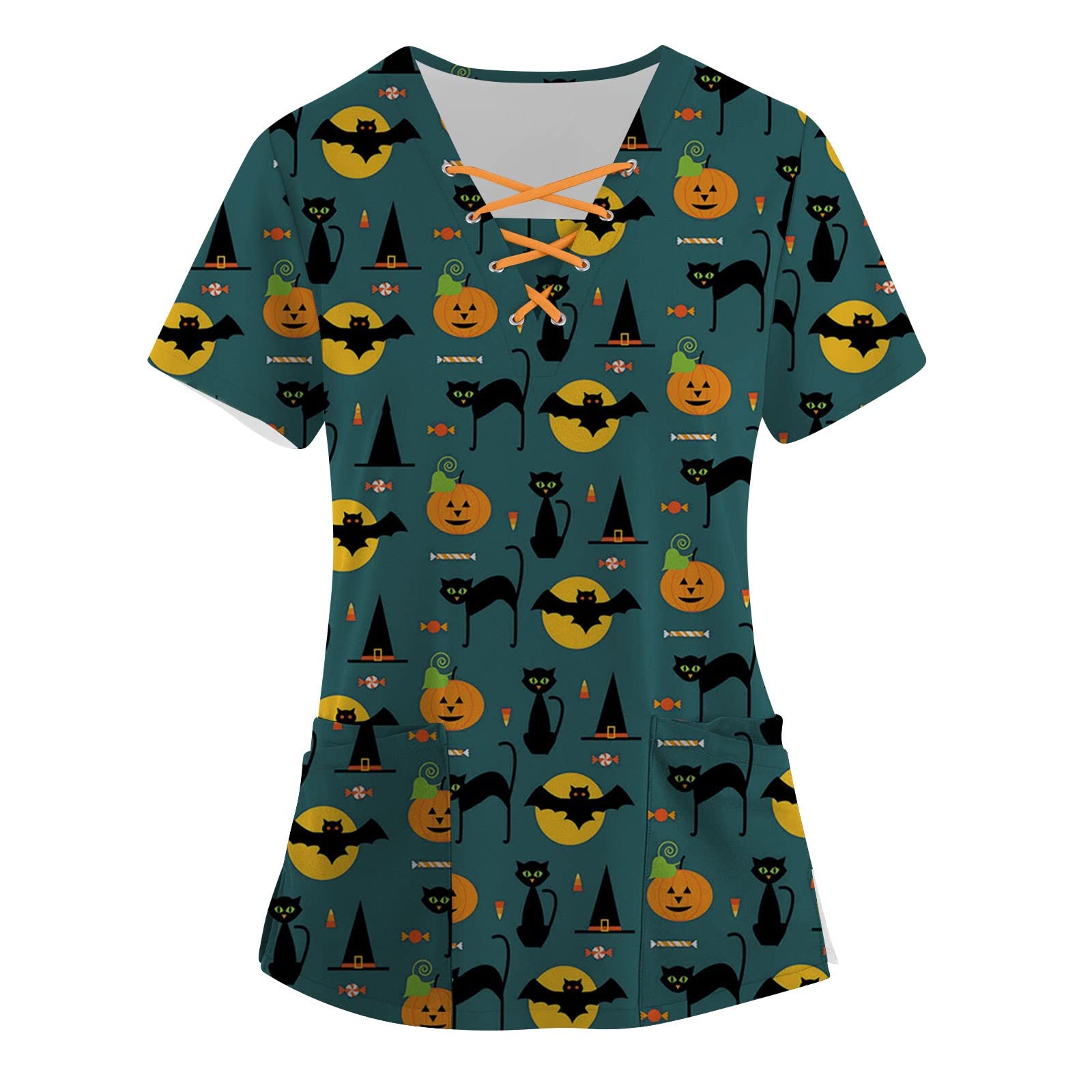 Cozy T Shirt Womens Plus Size Short Sleeve Halloween Moder Tshirt Home Animal V Neck Loose Strappy Scrub Women