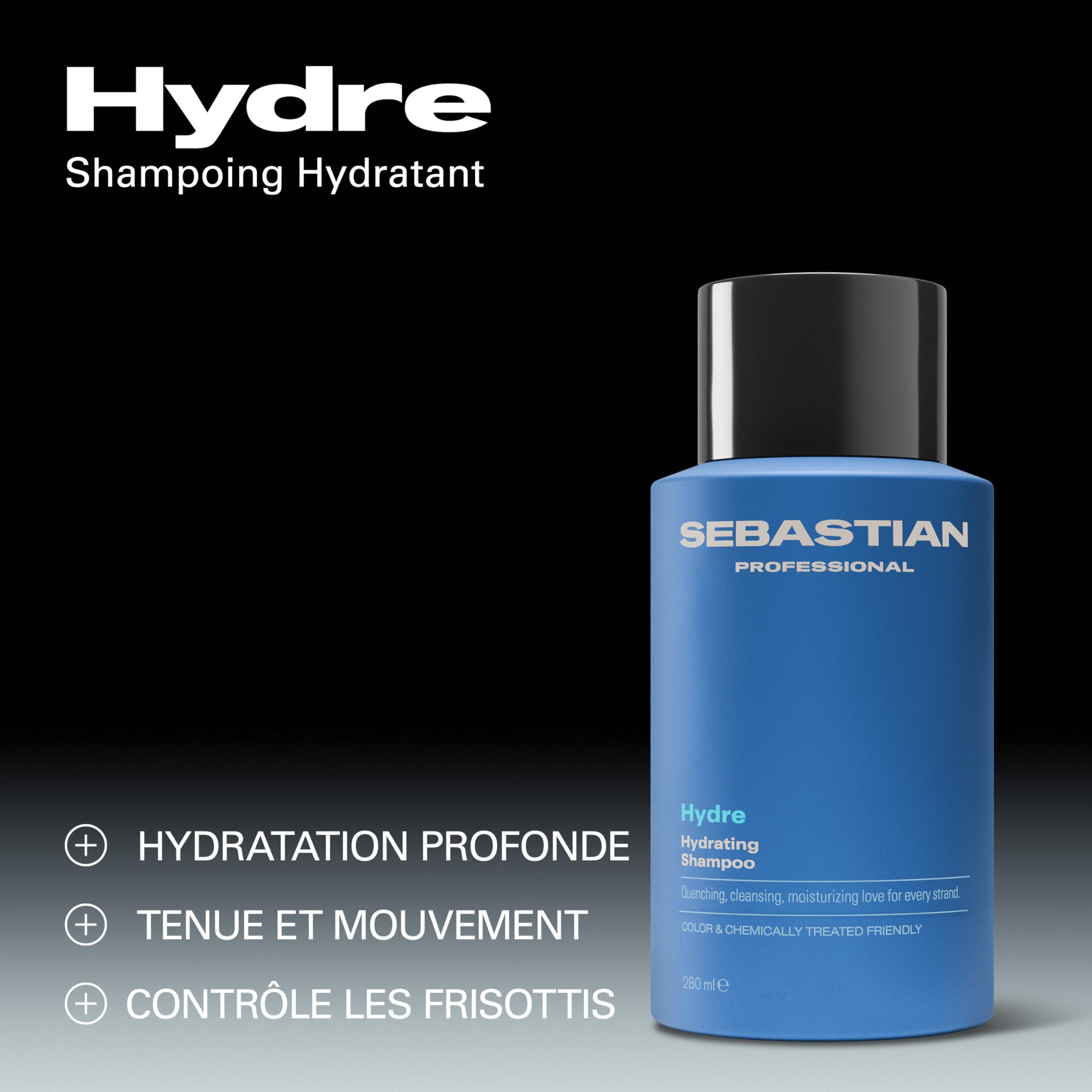 Sebastian Professional Hydre – Shampoing hydratant professionnel, nourrit et adoucit les cheveux secs ou fragilisés – 280 ml