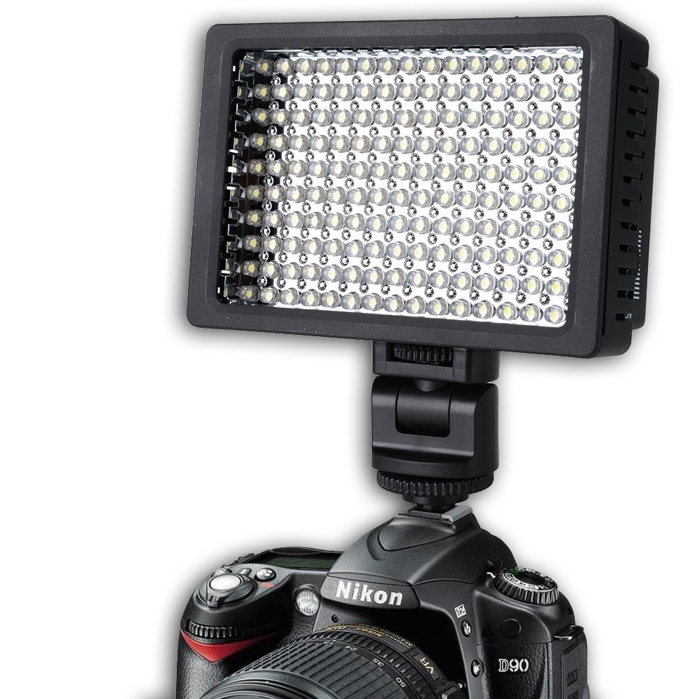 LED Digital Video Light of 160 LEDs 5600K Video Kit includes Rotating Cold Shoe Mount and 3 Filters for Canon, Nikon, Sony, Pentax, Sigma, Fuji, Olympus, Panasonic, JVC, Samsung Cameras, Camcorders