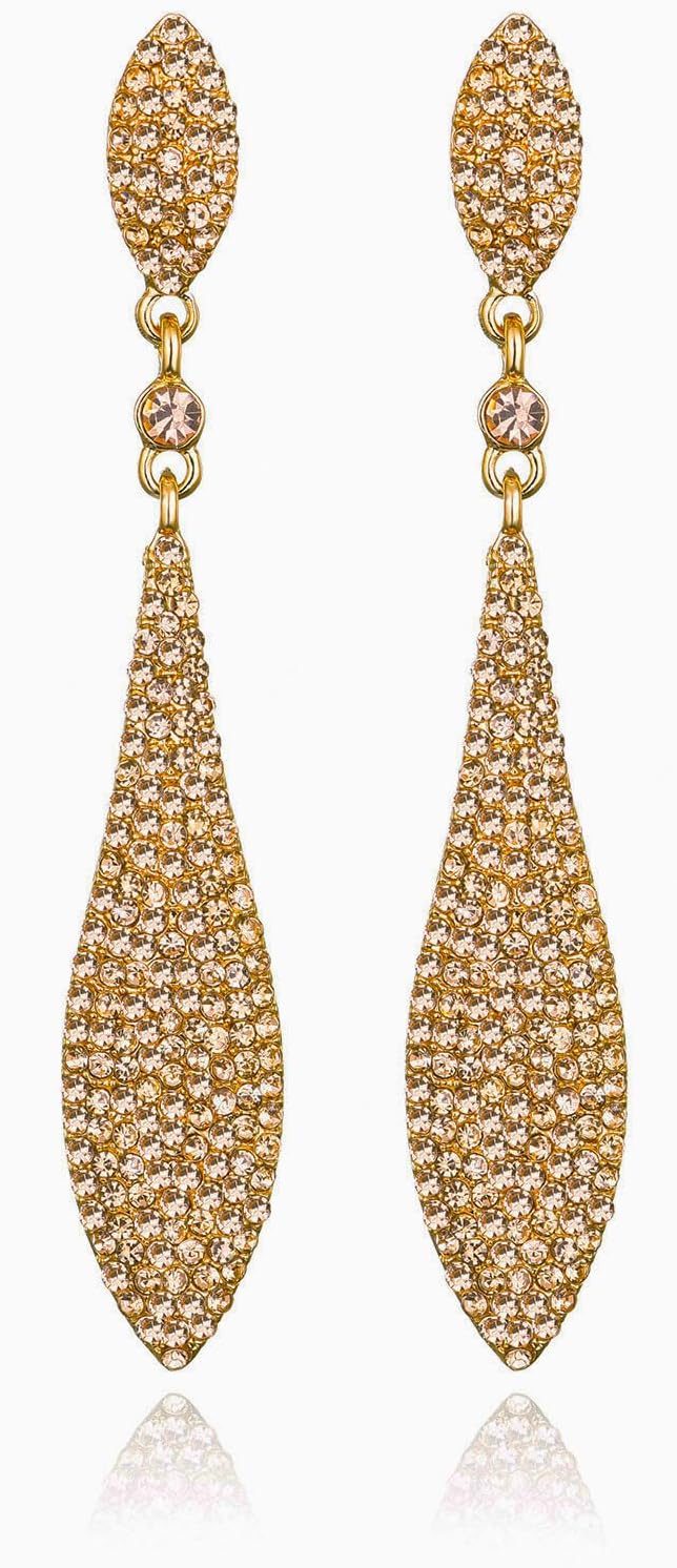 Rhinestone Statement Earrings Double Waterdrop Earrings Cluster Crystal Drop Dangle Earrings Prom Party Wedding Earrings for Women