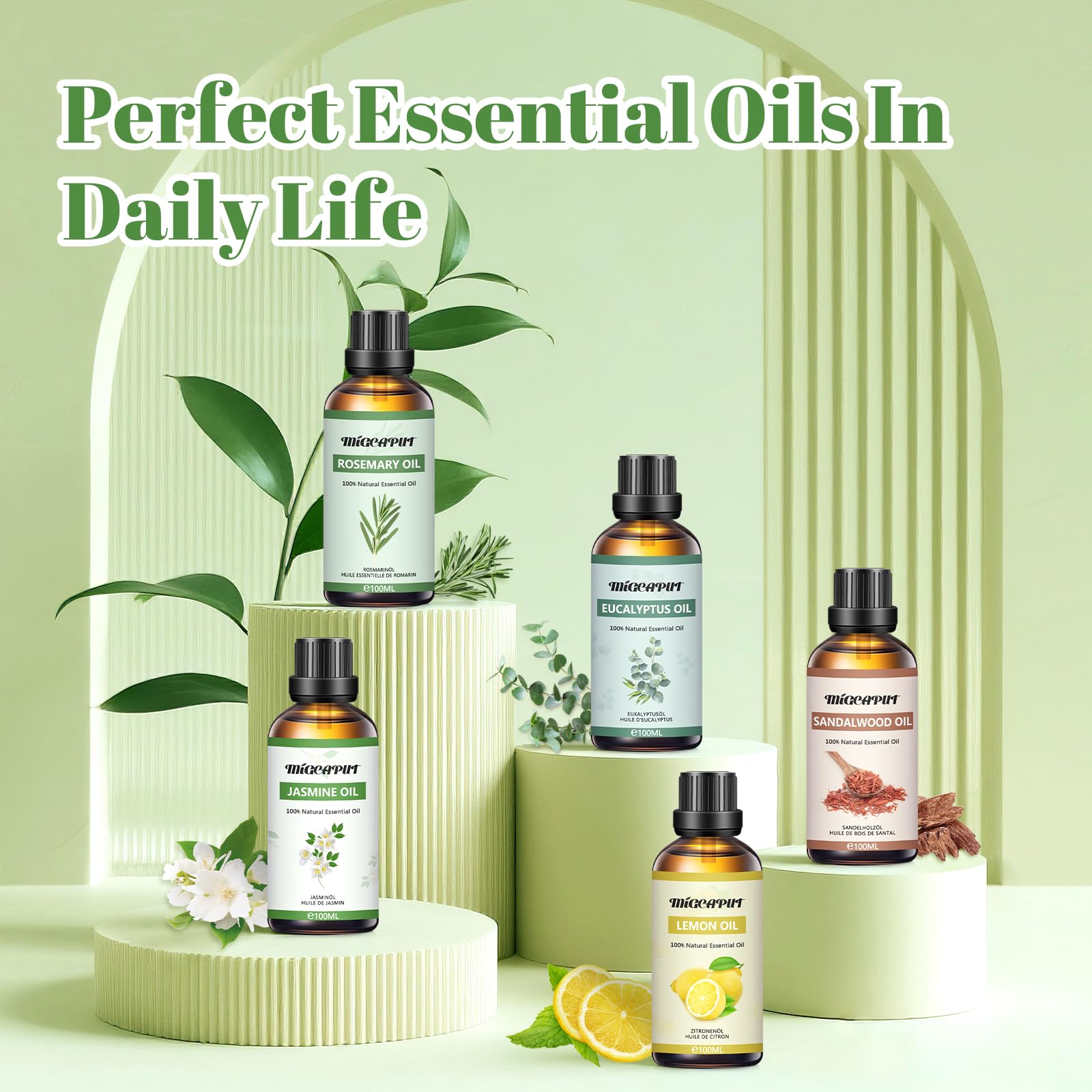 MIGCAPUT Aceite Esencial de Jazmín 100ML, 100% Natural Aceite de Fragancia Premium, Aceites Esenciales de Aromaterapia para Humidificador Difusor, SPA, Masaje, Dormir, Jabón Artesanal