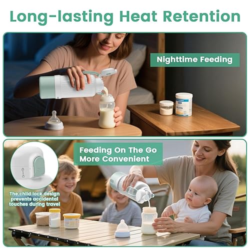 Miniatura 4 de Calentador de leche portátil para viajes el calentador de botellas portátil sobre la marcha con gran capacidad de 16.9 onzas y batería de 10000 mAh
