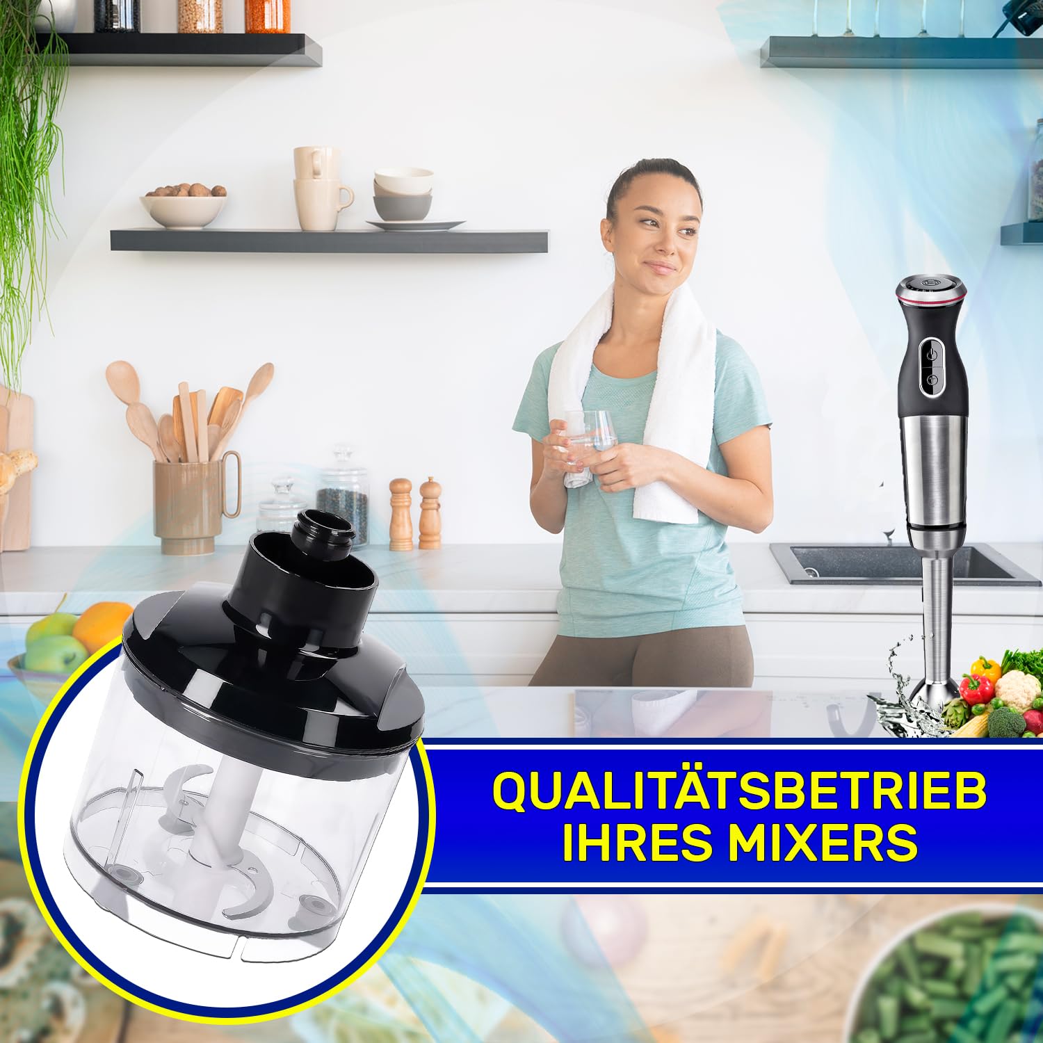 MONTERAL Blender Zerkleinerer für Stabmixer mit Originalcode 12043110 für Bosch MaxoMixx - Garantie 10 Jahre