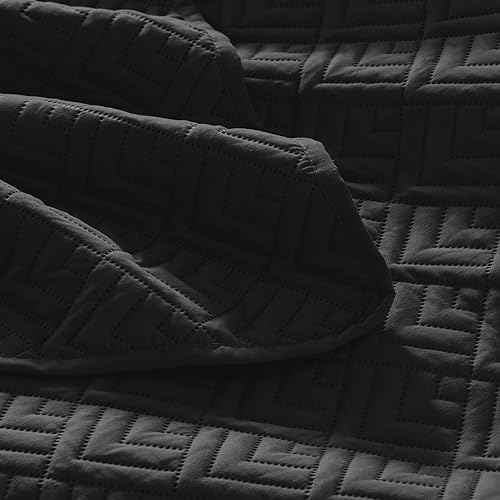 Miniatura 6 de EXQ Home - Juego de edredón de 3 piezas, tamaño King, color negro, de microfibra ligera y suave, estilo moderno, juego de edredón con patrón a