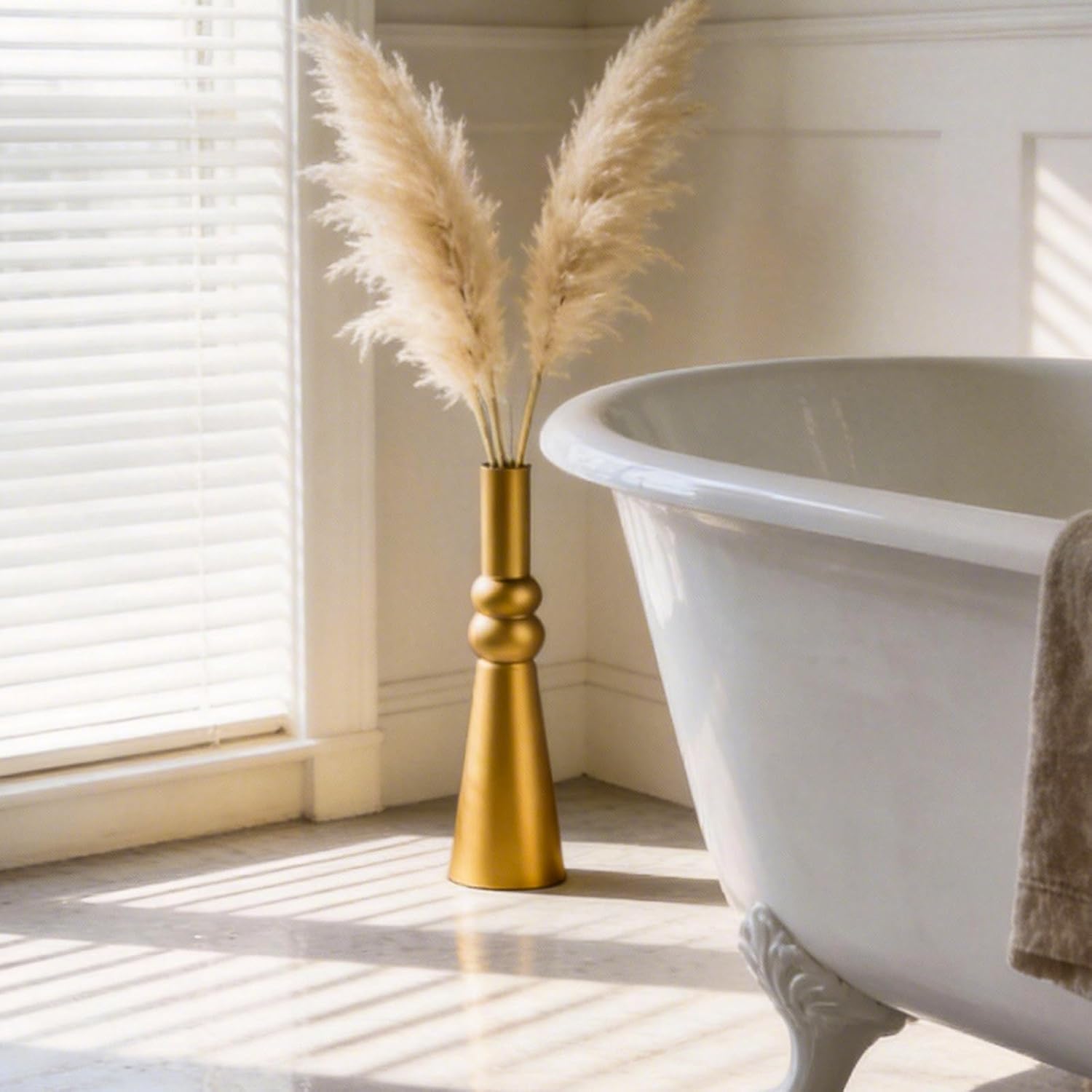 23.6Inch Gold Floor Vase – Modern Minimalist Decorative Resina Vase for Living Room, Bedroom, Office, Faux Flowers, Table, Mantel, Entryway