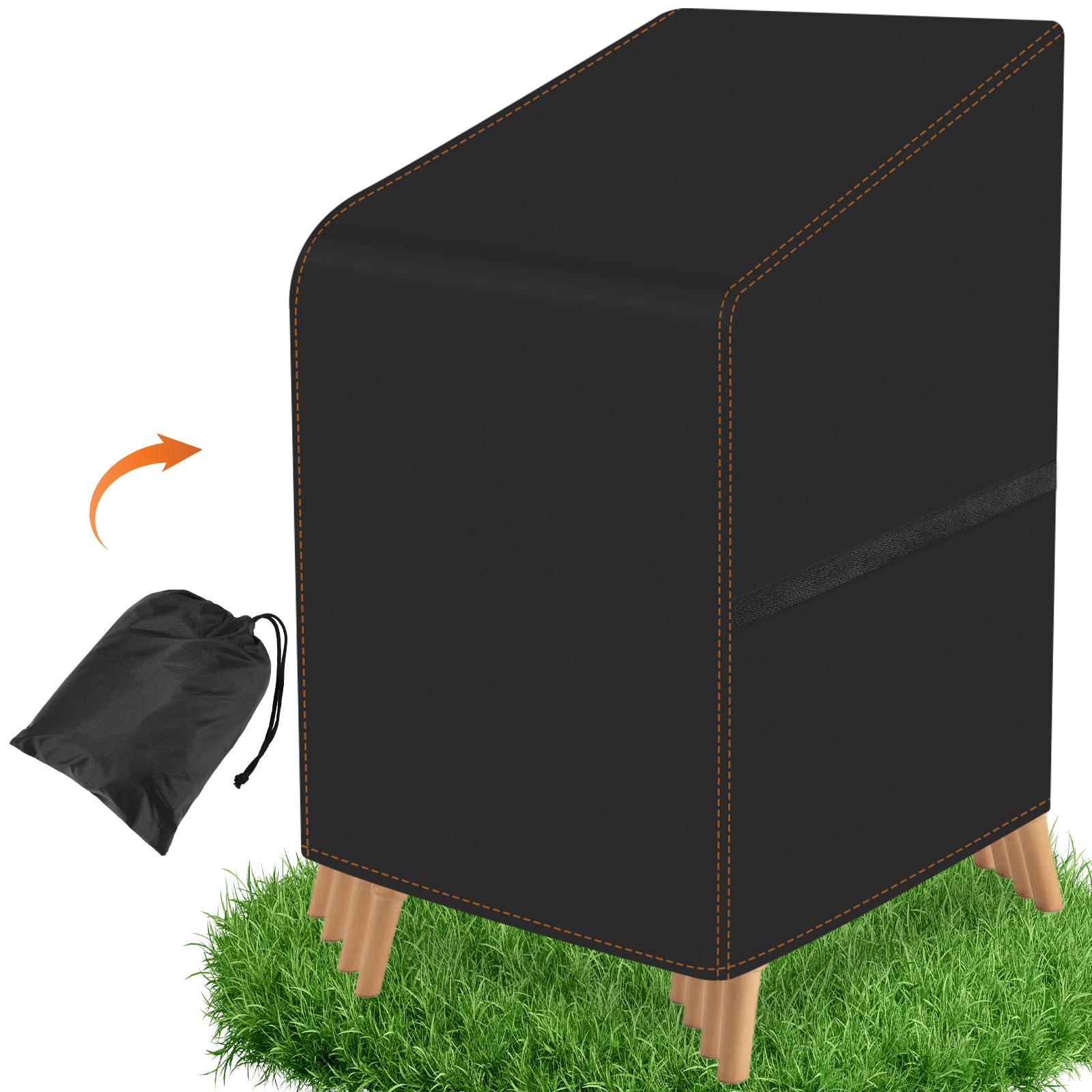 Funda para sillas de jardín 210D de tela Oxford, funda protectora para sillas de jardín, impermeable, resistente al invierno, con cordón, resistente al viento, resistente al desgarro, cubierta de