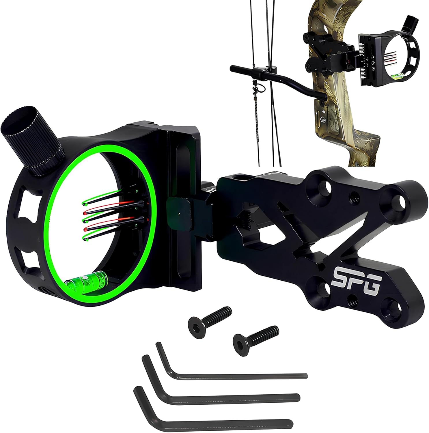 Archery 5 Pin Bow Sight with Rheostat Light & Compound Bow Phone Mount