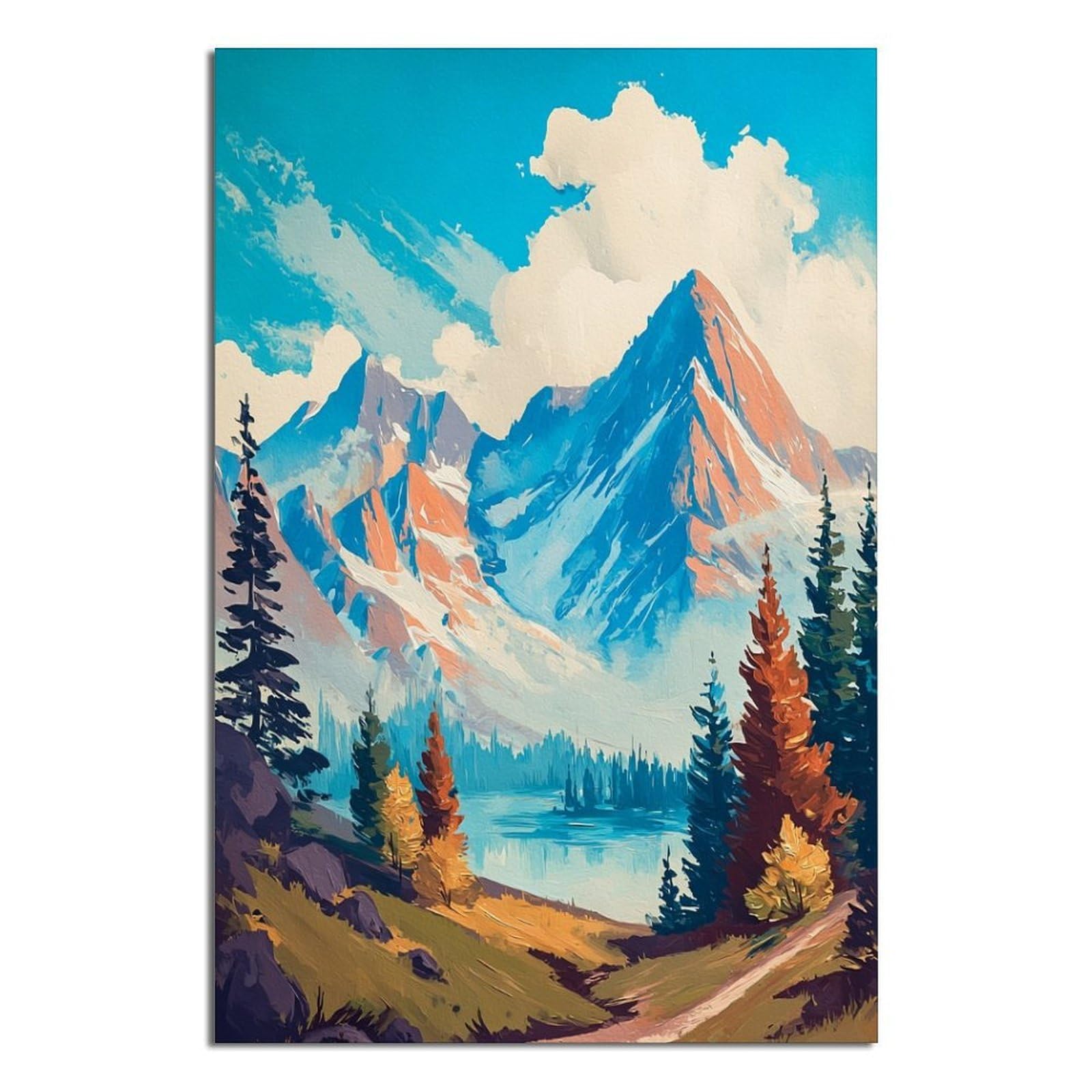 Bavarian Alps Posters 24x36inch(60x90cm) Vintage Watercolor Canvas Art