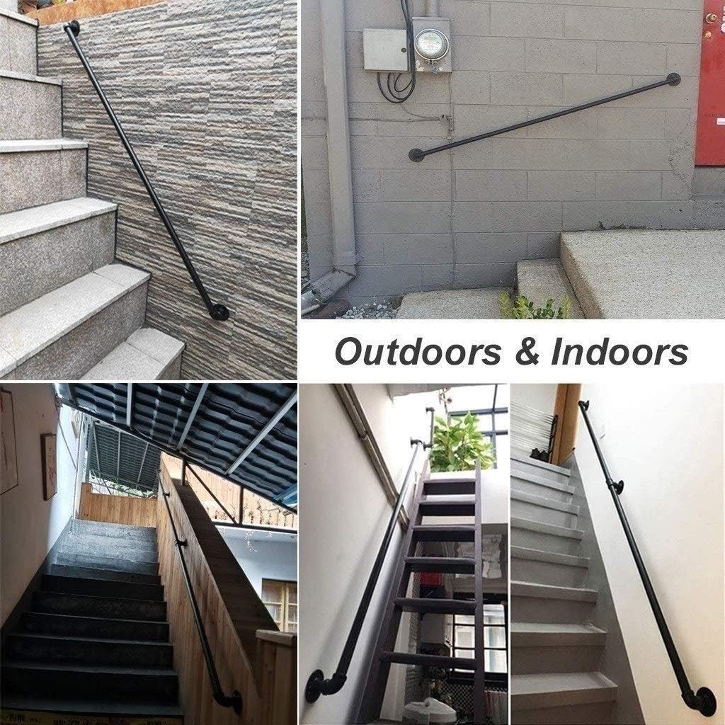 Staircase Handrail Rail Banister Kit,Industrial Style Door Handle Stairs for Indoor Outdoor Brackets Elderly Safety Railing Support Rod/30Cm(1Ft)