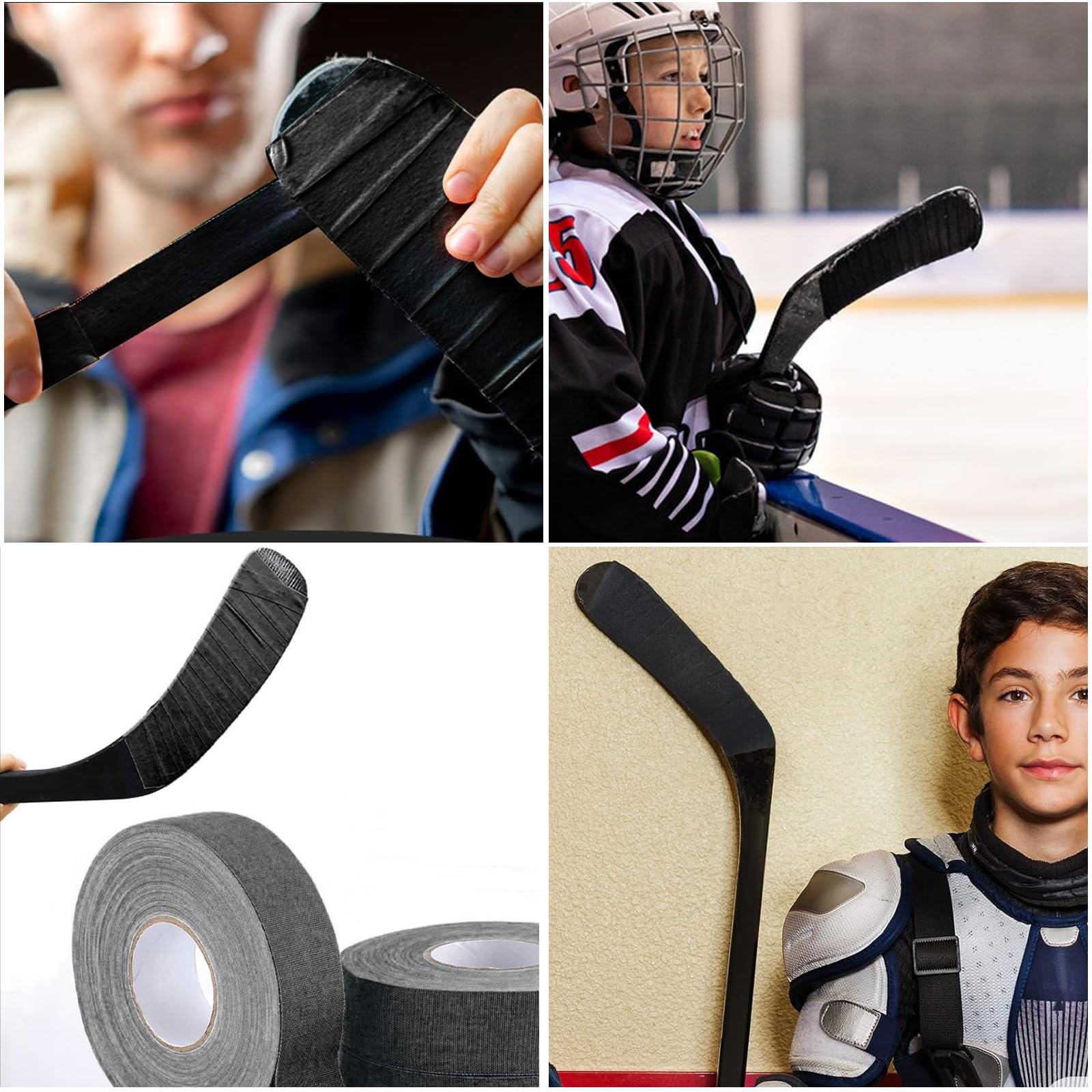 Cinta Hockey 25m x 25mm Antideslizante Autoadhesiva para Palo de Raqueta Golf Tenis Bádminton (Negro Blanco)