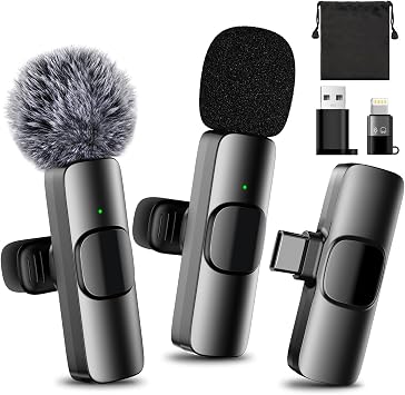 SOOOEC Wireless Lavalier Microphone with Adapter - for iPhone and Android Devices, Computers - Mini Mic for Video Recording and Podcasts - Noise Reduction Lapel Type C Mic