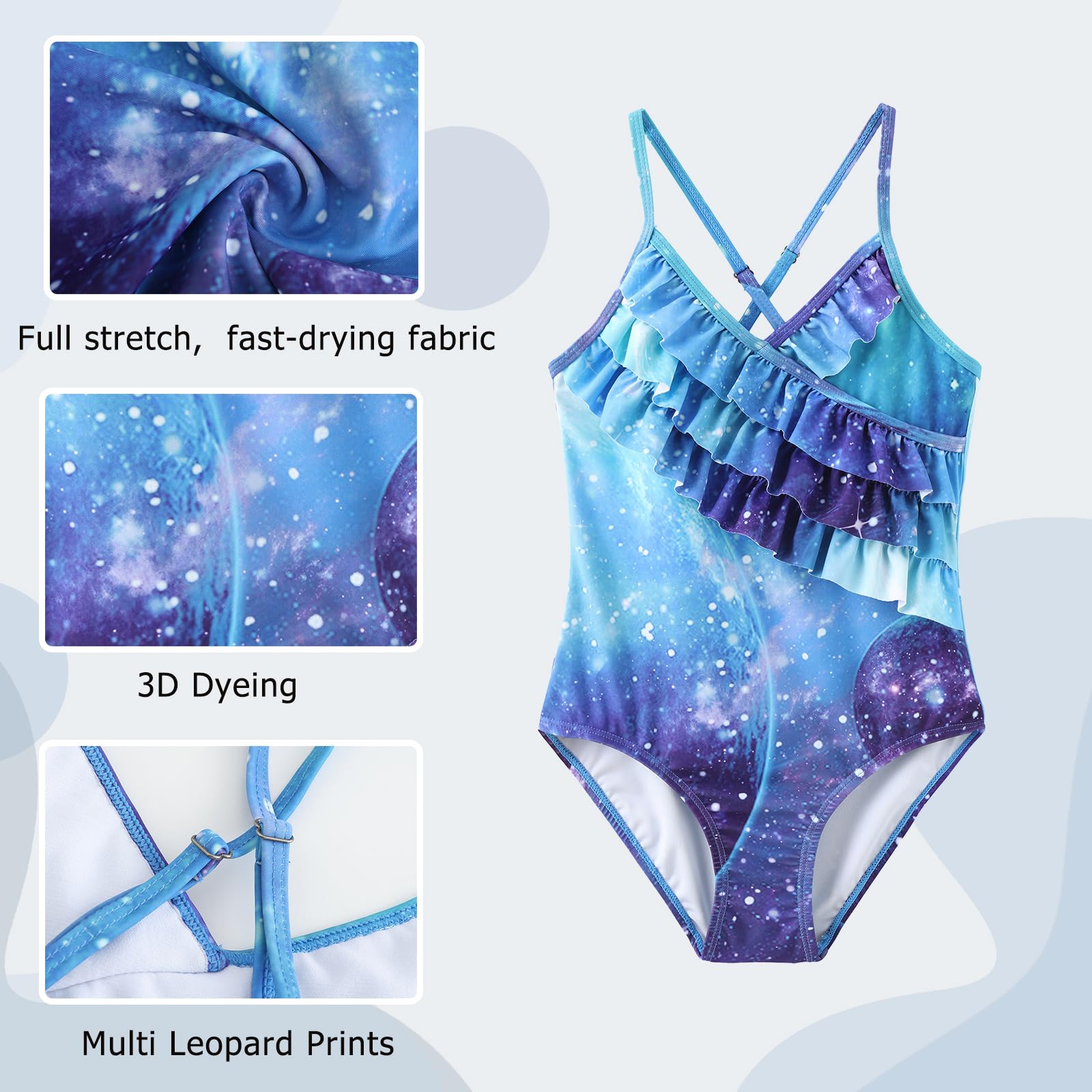 Aisyee Maillot de Bain Fille Maillot Une pièce Fille Maillot de Bain Une épaule pour Enfant Fille Maillot de Bain Natation hawaïens à Volants Fille 5-16 Ans