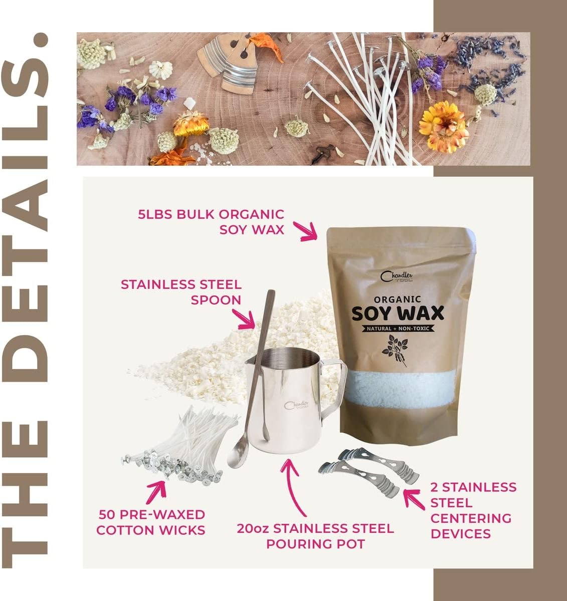 DIY Candle Making kit - 5lb Bulk Organic Soy Candle Wax Candle Making Supplies for Adults, Beginners, and Kids : Everything Else