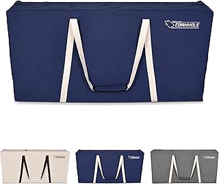GoSports Canvas Cornhole Carrying Case - Pro Grade 4' x 2' Regulation Size - Choose Between Navy Blue, Gray and Natural Canvas Colors