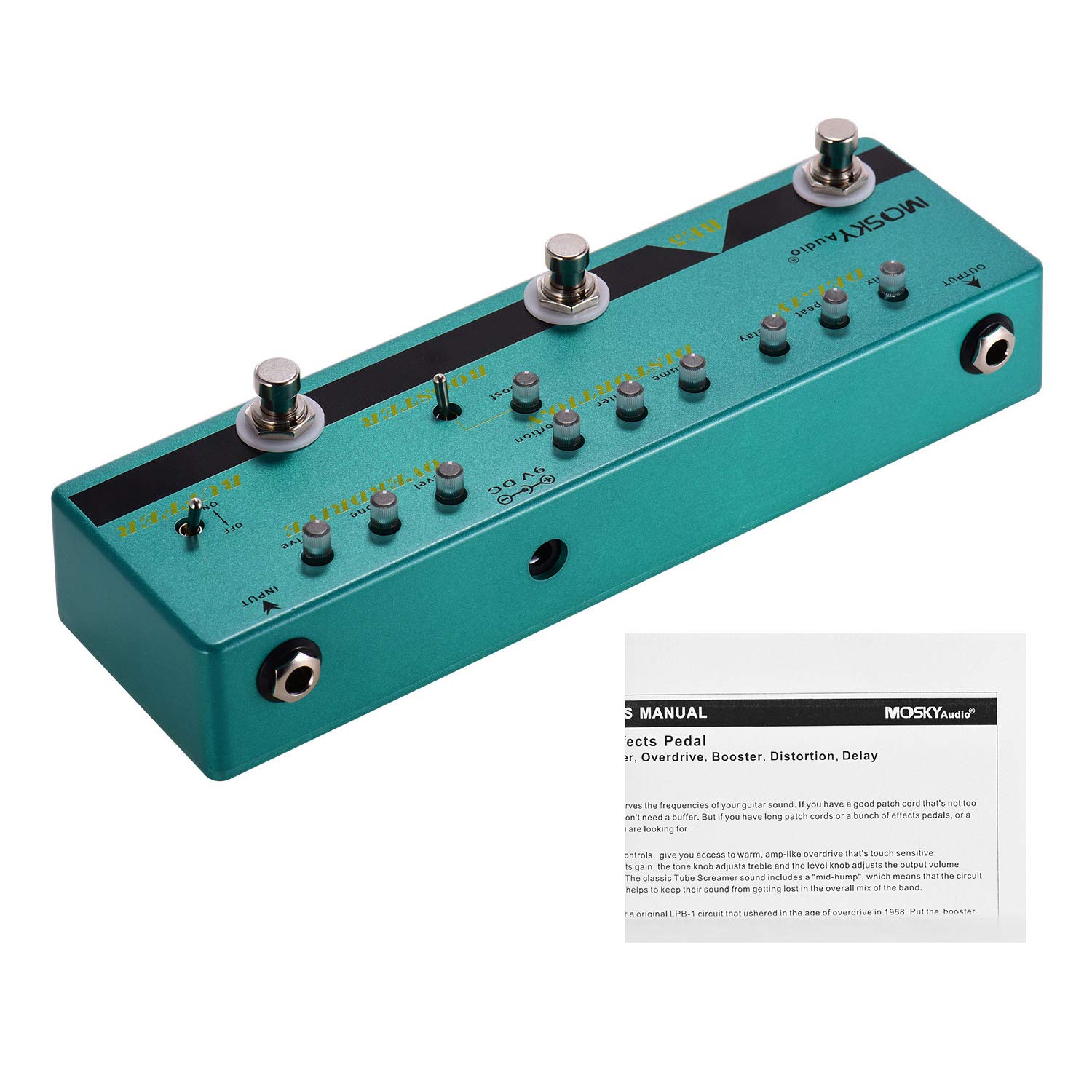 Btuty 5 w 1 gitara z wieloma efektami opóźnienie pedału + zniekształcenia + overdrive + wzmacniacz + bufor w pełni metalowa obudowa z True Bypass