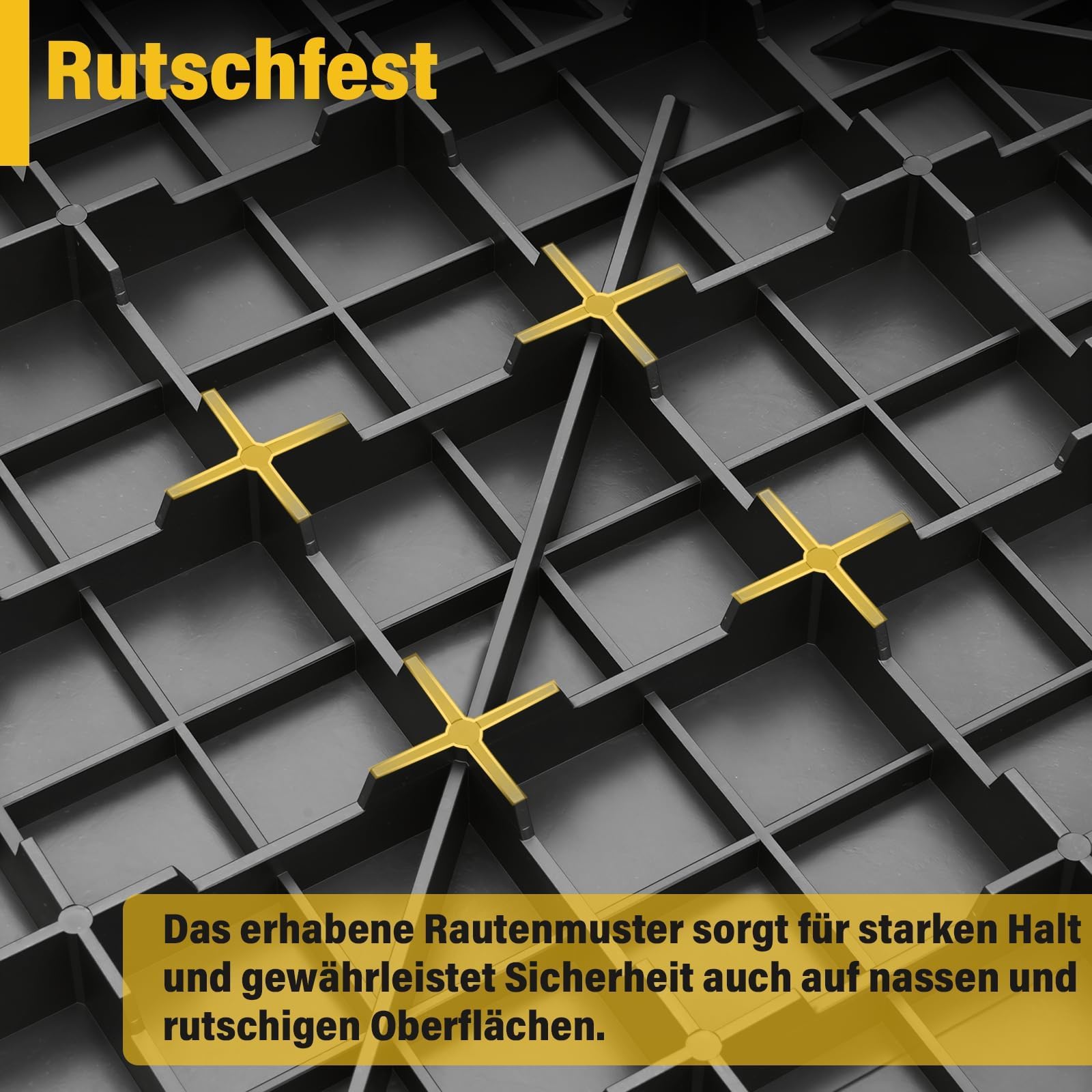 jxgzyy 30 Stück Garagenbodenfliesen, 40x40 cm verzahnte Werkstattboden Klickfliesen, 10.000 kg Tragfähigkeit, rutschfeste DIY Fliesen für Garagen, Kellerräume, Schwarz