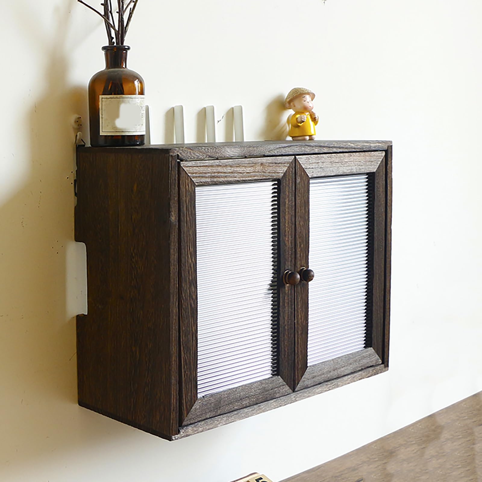 Étagère murale en bois pour routeur WiFi – Boîte de rangement cachée et armoire pour maison/bureau, design en bois massif pour espace organisé