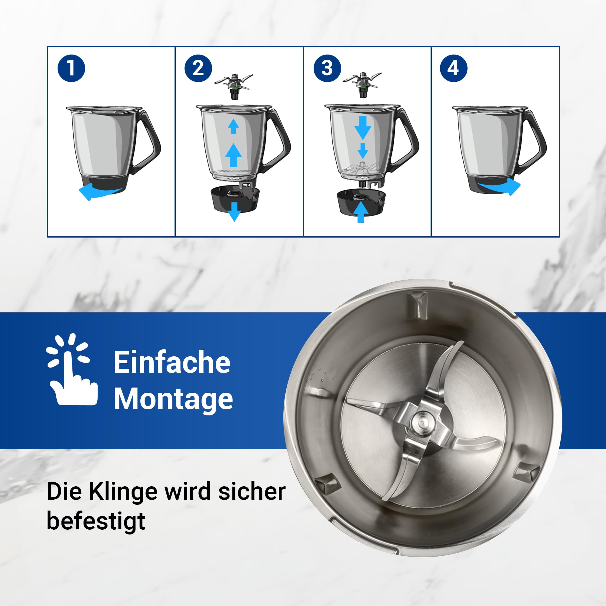 VIOKS Alternativ Messer kompatibel mit Thеrmomix TM5 | Ersatzmesser Mixmesser, aus Edelstahl SUS420, für Küchenmaschine