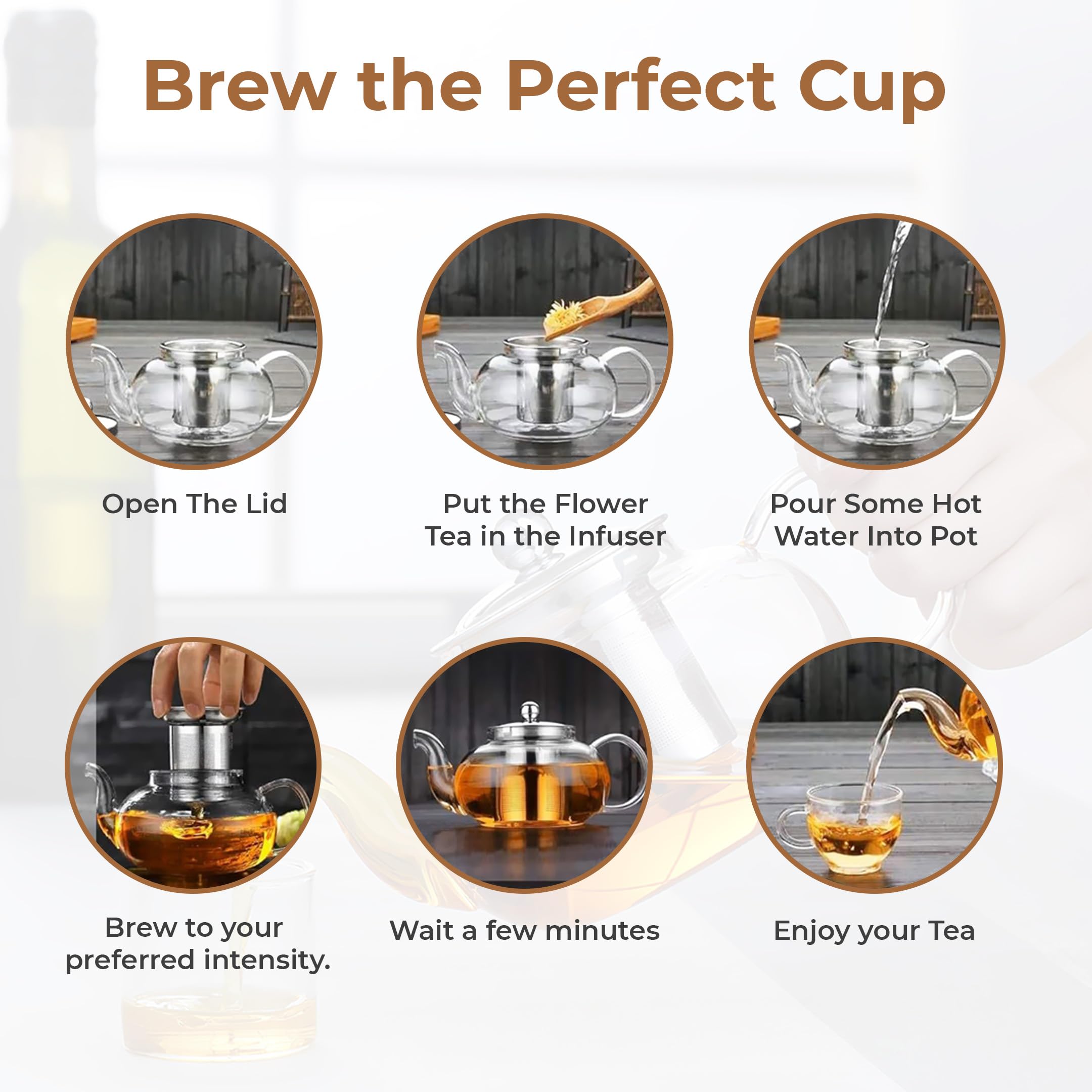 Glass Tea Pot with Infuser - Brew Tea & Coffee -4 Glass Tea Pot with Infuser - Brew Tea & Coffee -4