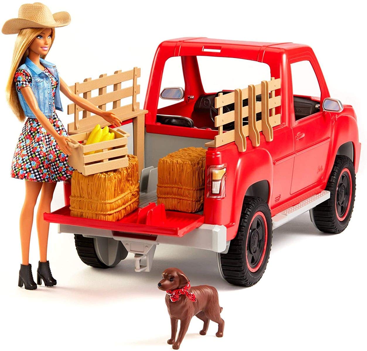 Barbie GFF52 - Spaß auf dem Bauernhof Farmer Truck mit Bäuerin Puppe, Puppen Spielzeug ab 3 Jahren, mehrfarbig