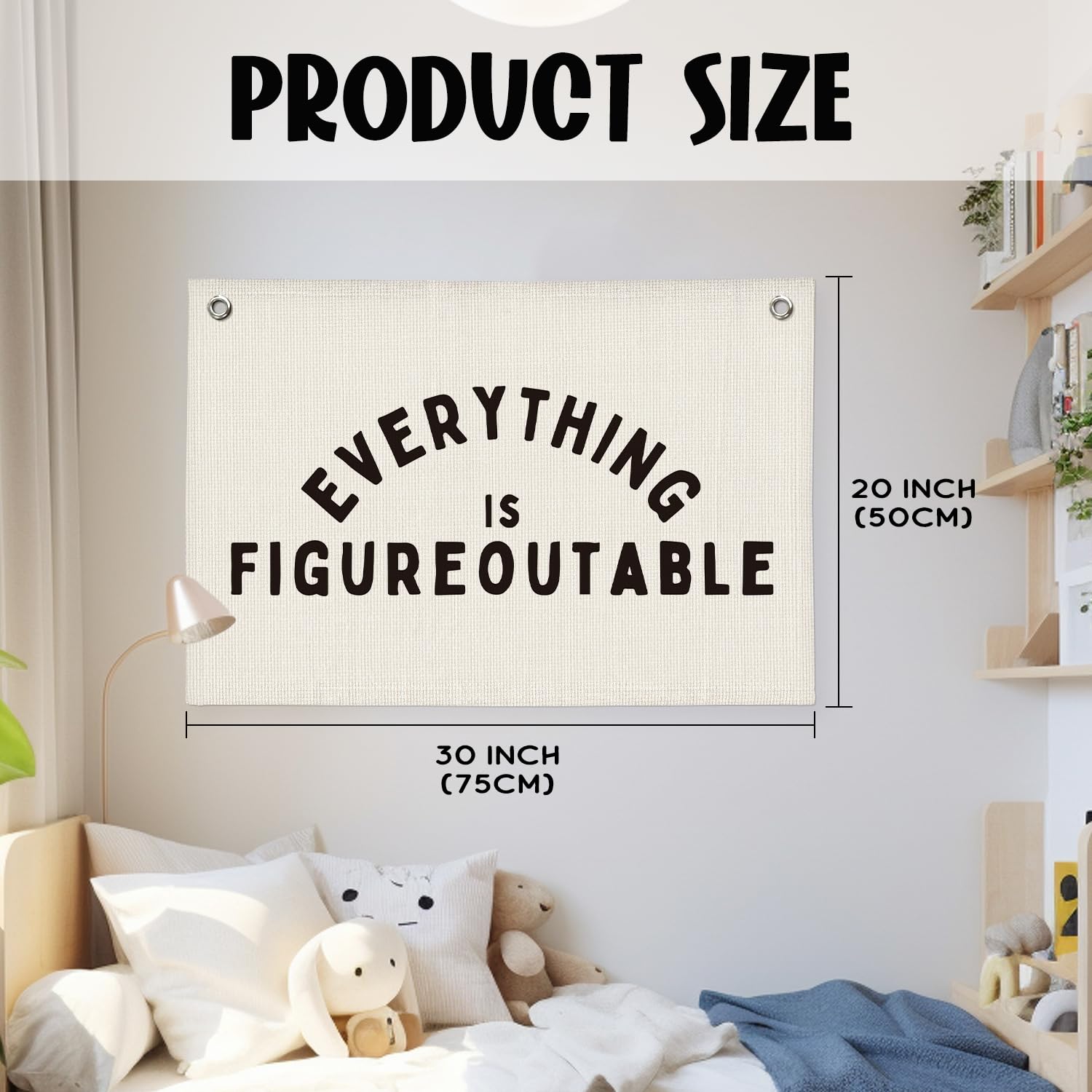 Wheatwin Everything is Figureoutable Inspirational Wall Decor, Motivational Classroom Wall Decor, Classroom Linen Canvas Banner Hanging Flag, 20x30 Inch