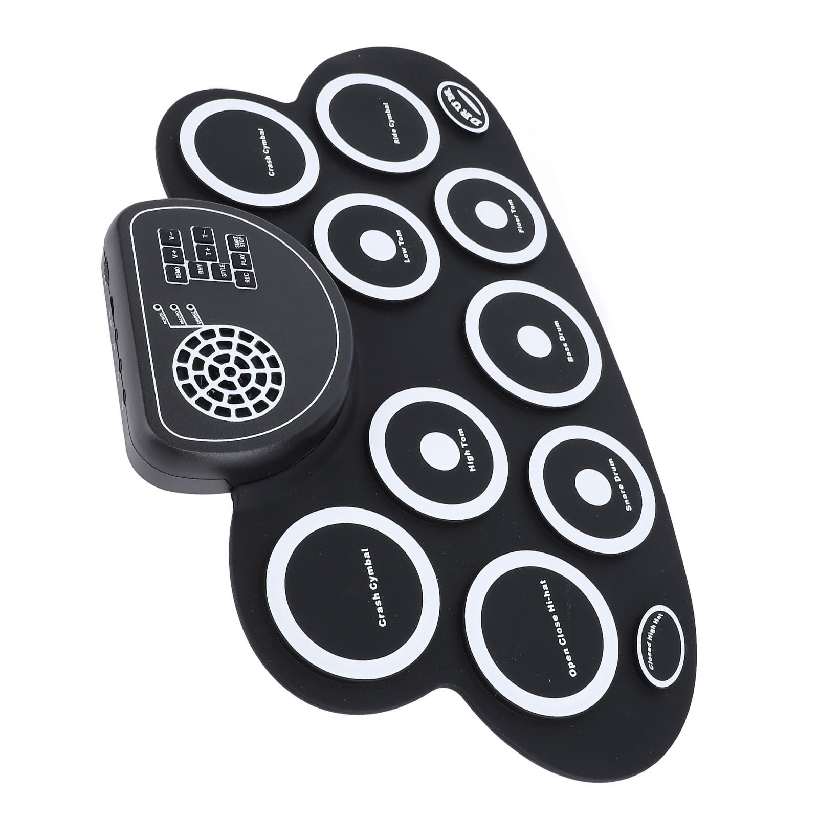 Set de pads electrónicos para batería enrollables, kit de batería eléctrica recargable con altavoz integrado, tambor de práctica de silicona con doble pedal para principiantes y