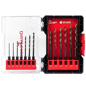 VALYRIANTOOL Impact Drill Bit Set, 13PCS Hex Drill Bit Set, Black Gold Drill Bits Set, HSS Quick Change Impact Driver Drill Bit Set for Copper, Aluminum, Zinc Alloy, Wood, Plastic 1/16