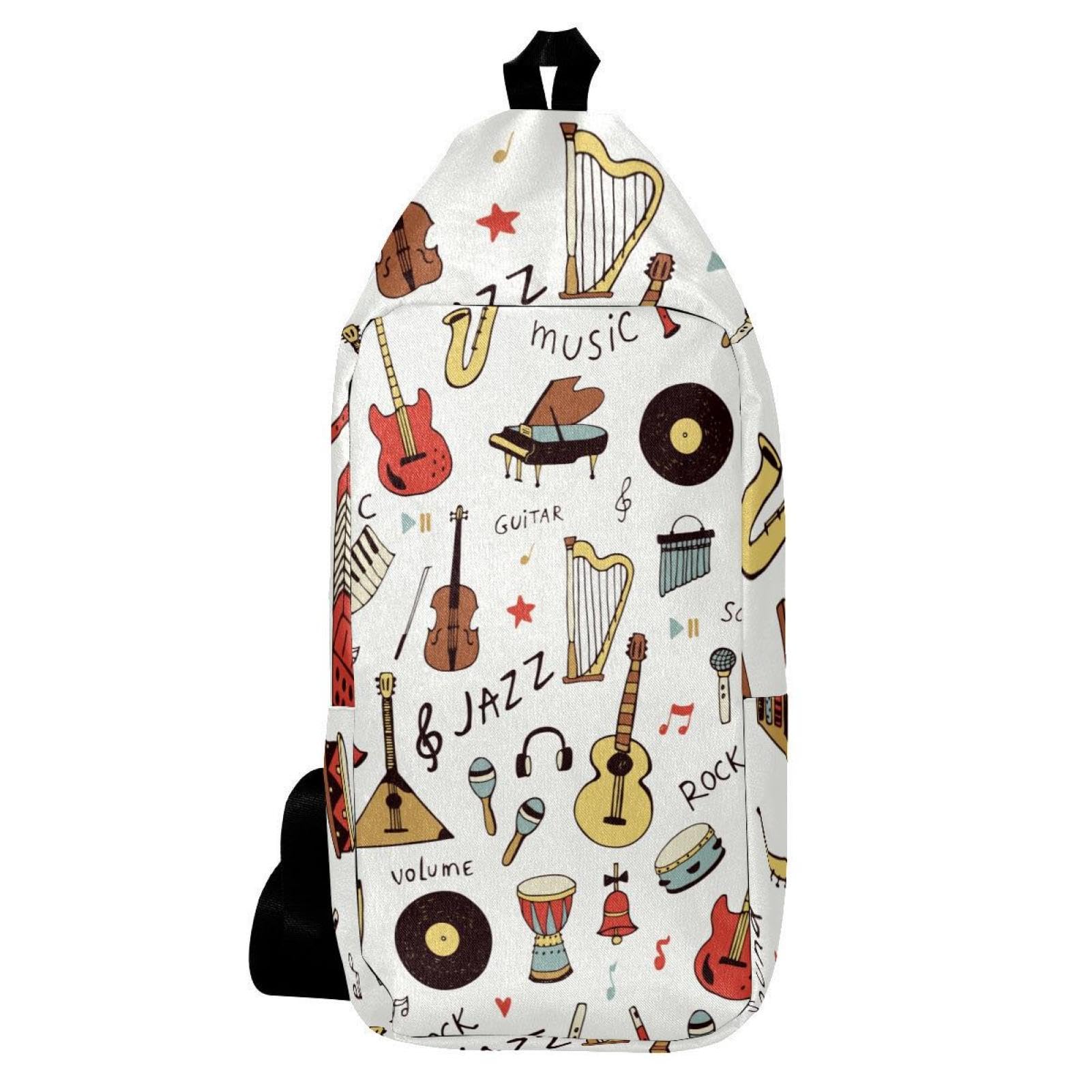 Sac à dos à bandoulière pour saxophone et instruments imprimés multicolore