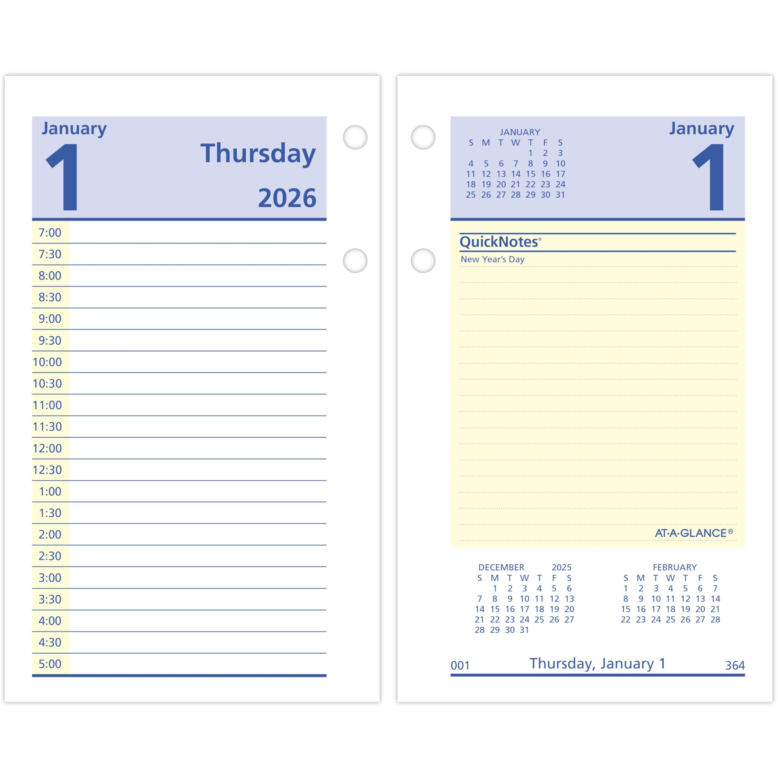 AT-A-GLANCE 2026 Tischkalender Nachfüllung, täglich, 8,9 x 15,2 cm, Standard, lose Blätter, QuickNotes (E5175026)