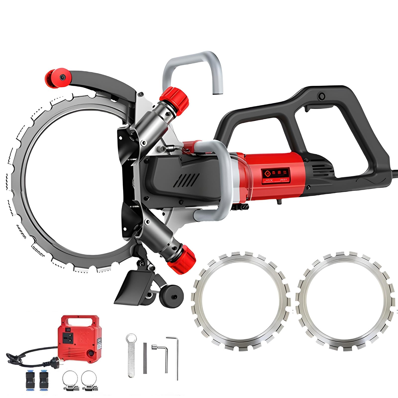FHRKA Electric Concrete Saw Brushless Ring Saw, Brushless Wall Chaser Cutting Machine, with Pump and Blade, 27cm Cutting Depth
